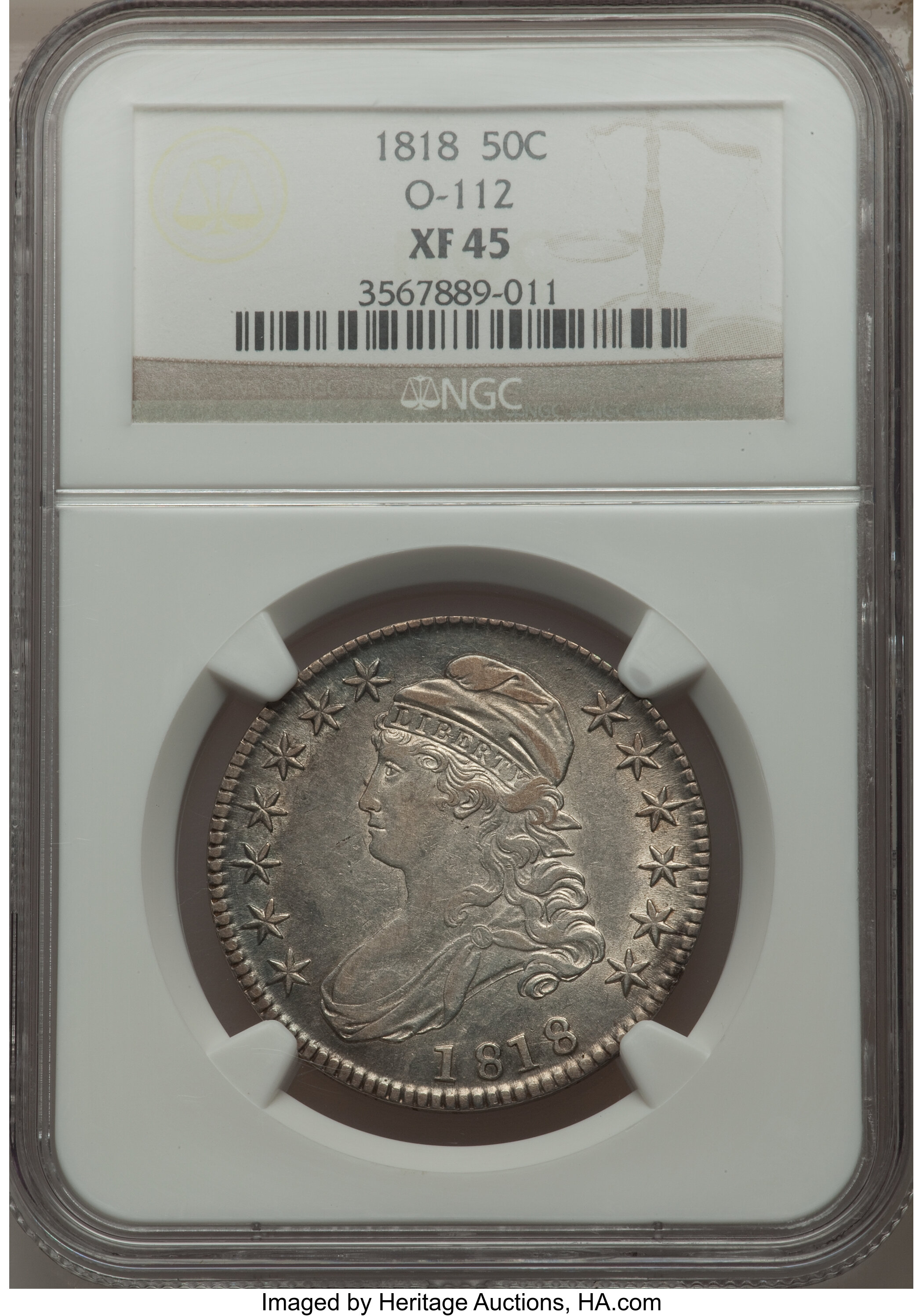 image for: 1818 50C O-112, R.1, XF45 NGC. NGC Census: (5/13). PCGS Population (2/7). Mintage: 1,960,322. ...