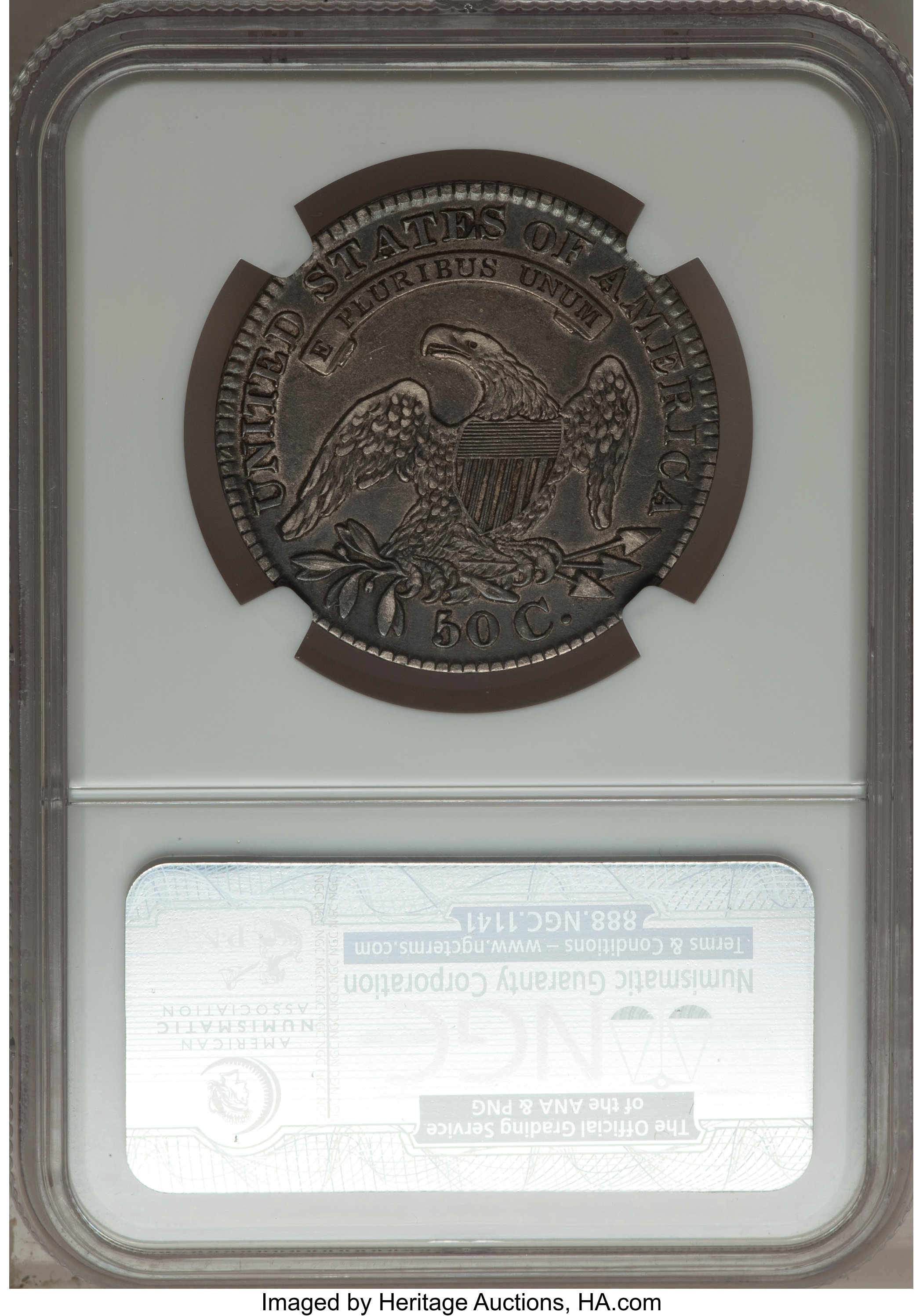 image for: 1829/7 50C O-102, R.2, XF45 NGC. NGC Census: (3/23). PCGS Population (1/10).  ...