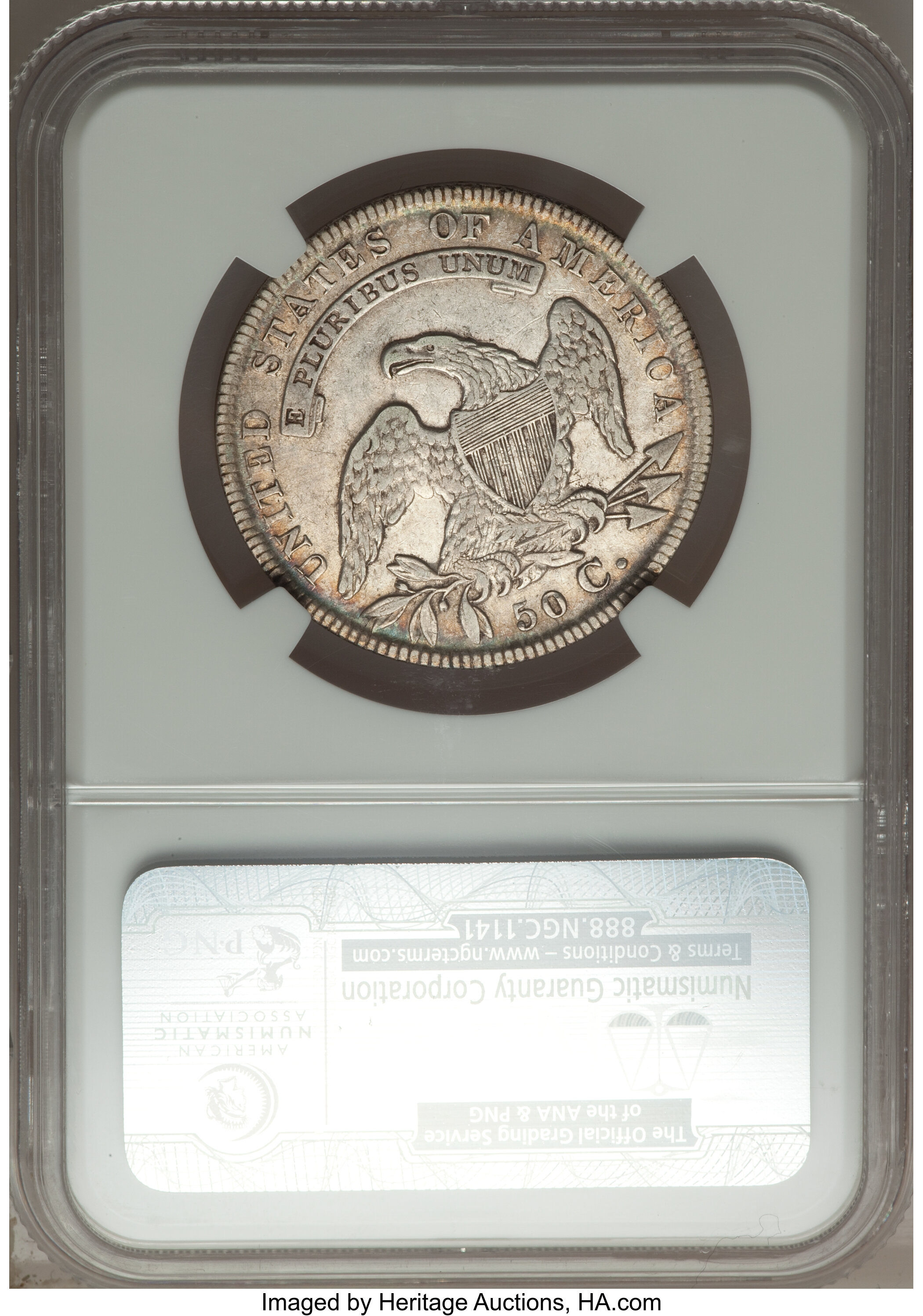 image for: 1834 50C Small Date, Small Letters, O-111, R.1, XF45 NGC. NGC Census: (0/0). PCGS Population (3/8).  ...