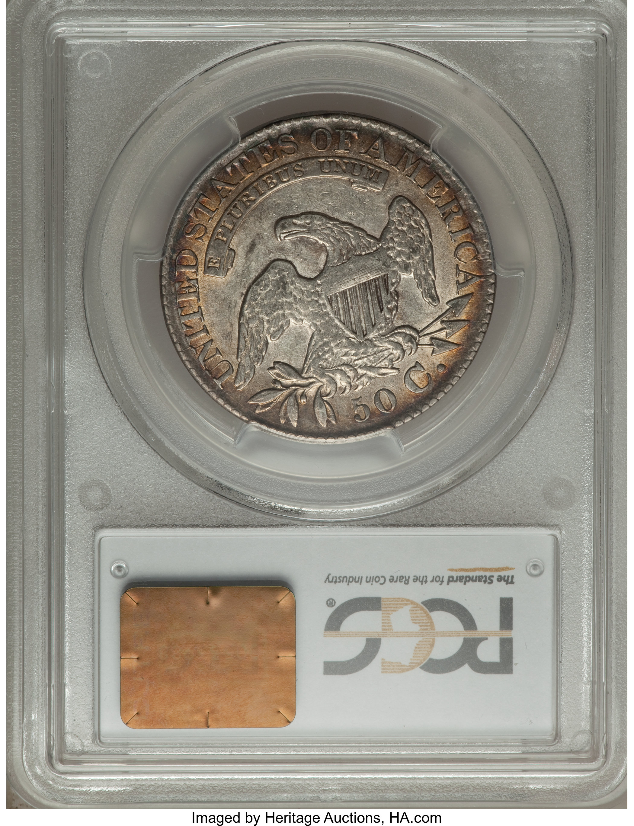 image for: 1828 50C Square Base 2, Small 8s, Large Letters, O-114, R.3, XF45 PCGS. PCGS Population (3/6). NGC Census: (5/8).  ...