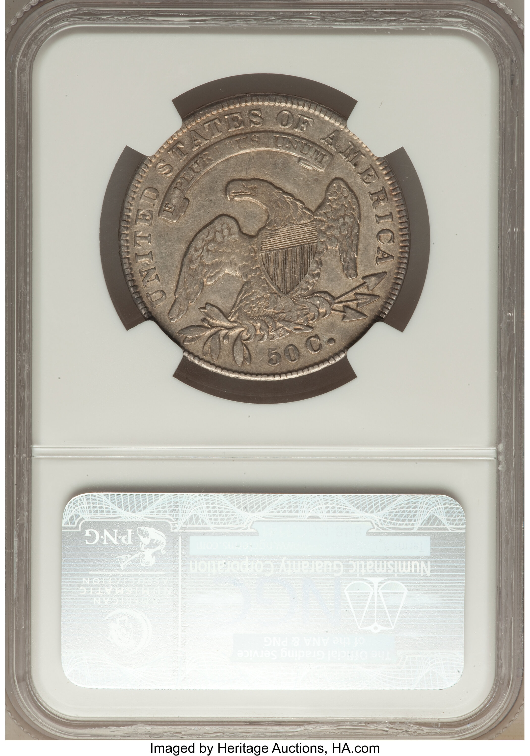 image for: 1836 50C Lettered Edge, O-109, R.3, XF40 NGC. Ex: The Skidaway Island Collection. NGC Census: (3/12). PCGS Population (...