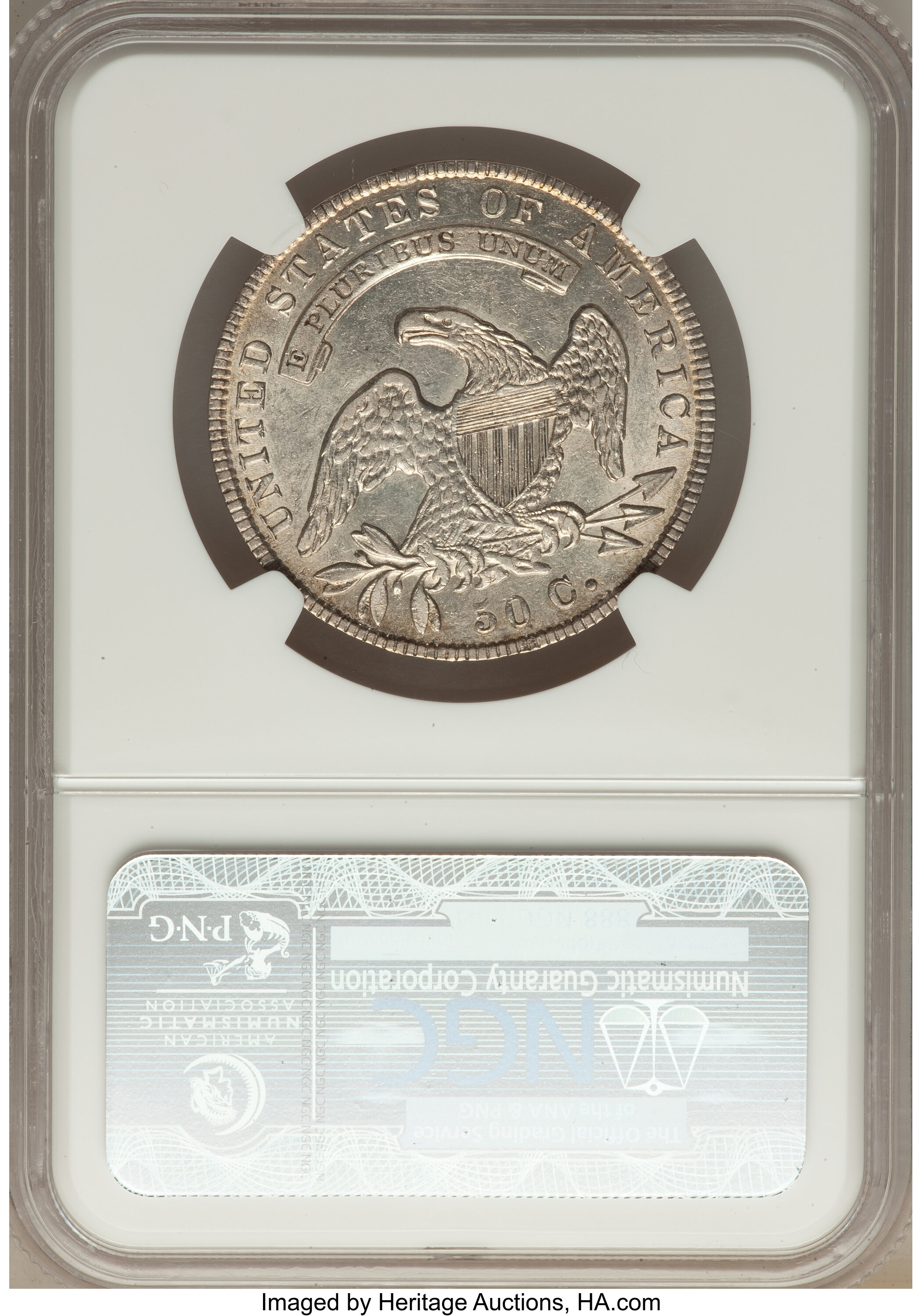 image for: 1836 50C Lettered Edge, O-114, R.2, AU53 NGC. Ex: The Skidaway Island Collection. NGC Census: (3/10). PCGS Population (...