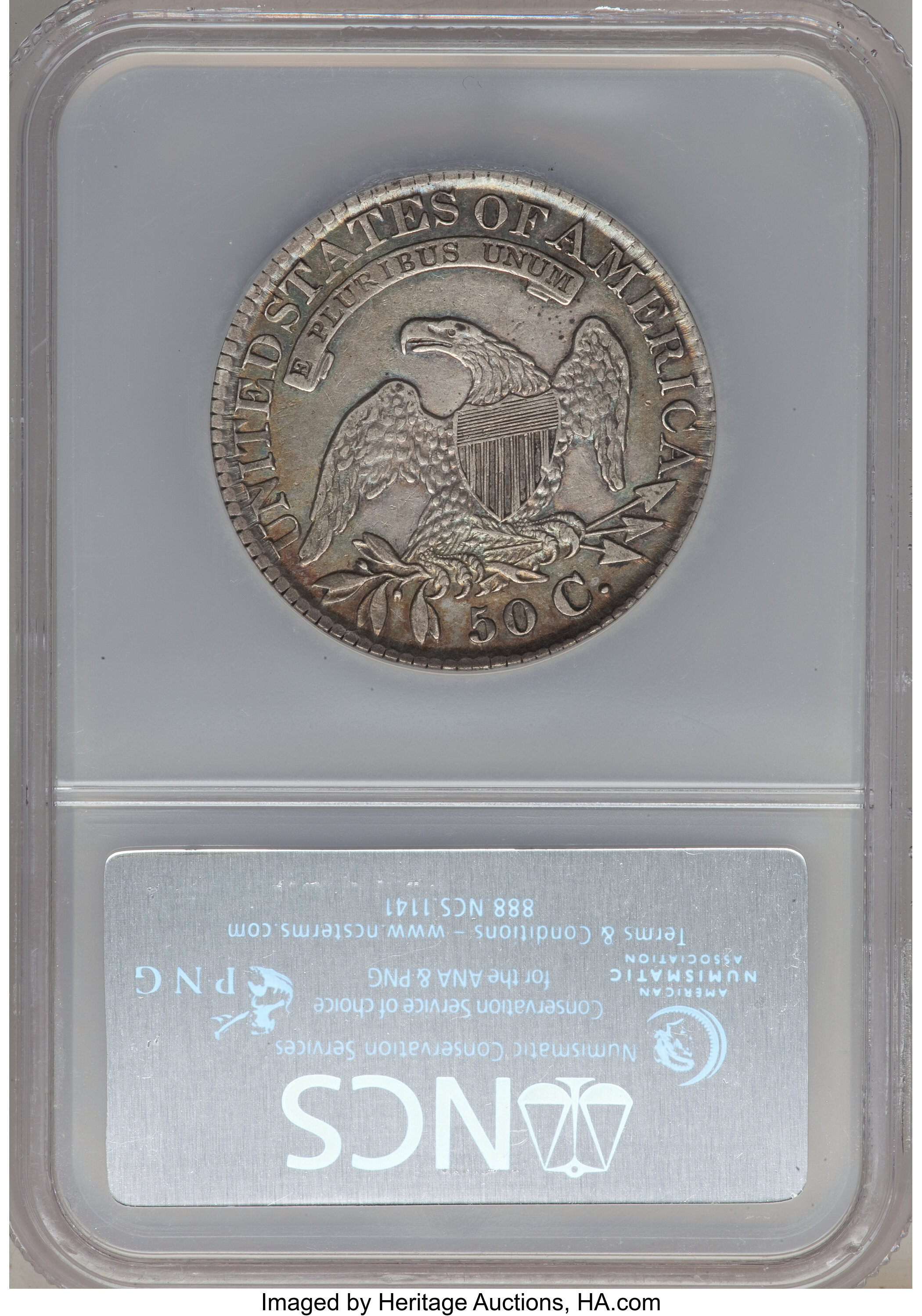 image for: 1828 50C Curl Base 2, No Knob, O-104, R.3, -- Improperly Cleaned -- NCS. XF Details. NGC Census: (0/10). PCGS Population (3...