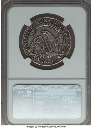 image for: 1827 50C Square Base 2, O-141, R.3, XF45 NGC. Ex: Hilt Collection. NGC Census: (4/13). PCGS Population (1/6). Mintage: 5,49...