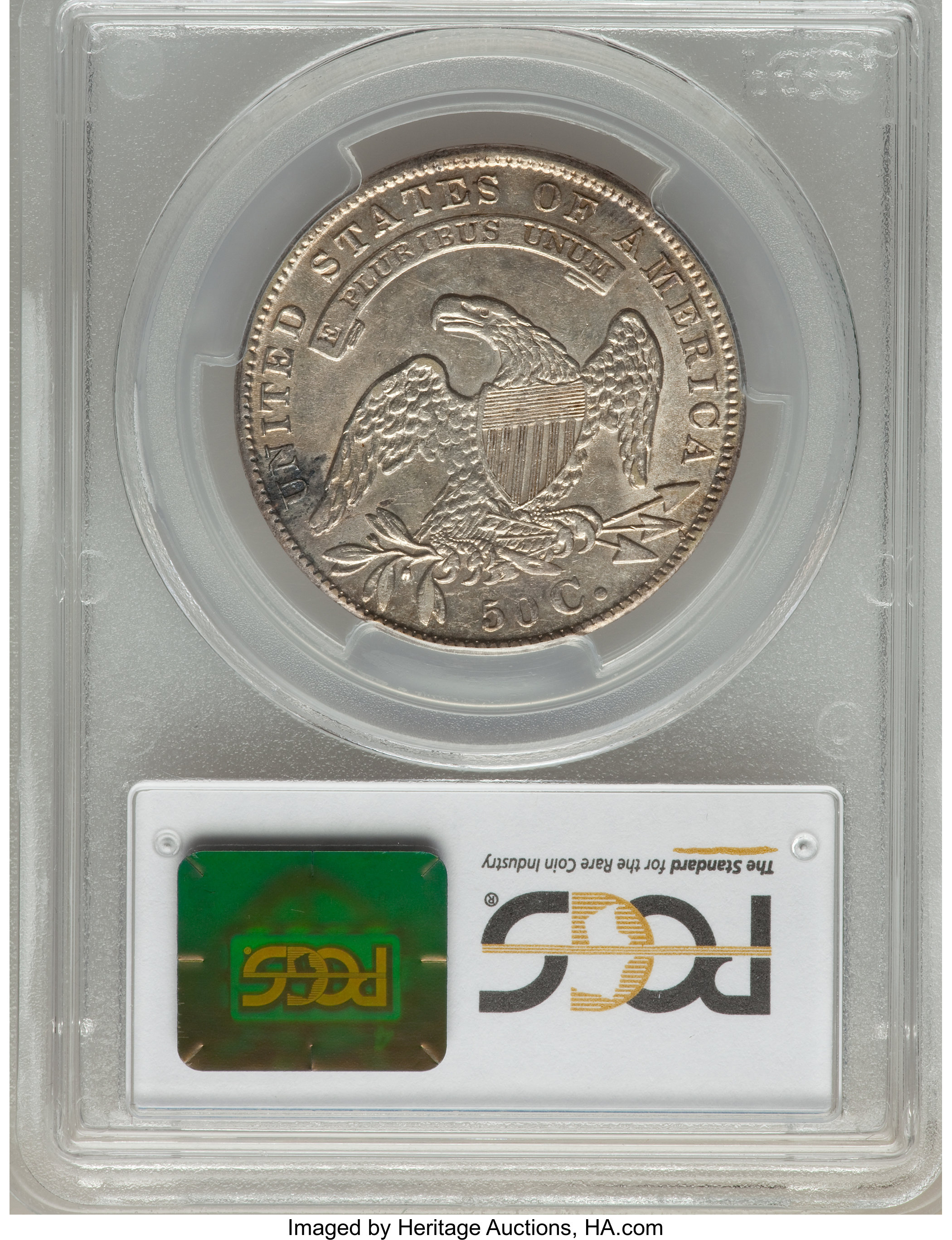 image for: 1836 50C Beaded Reverse, O-106a, R.3, AU53 PCGS. PCGS Population (1/8). NGC Census: (1/6).  ...