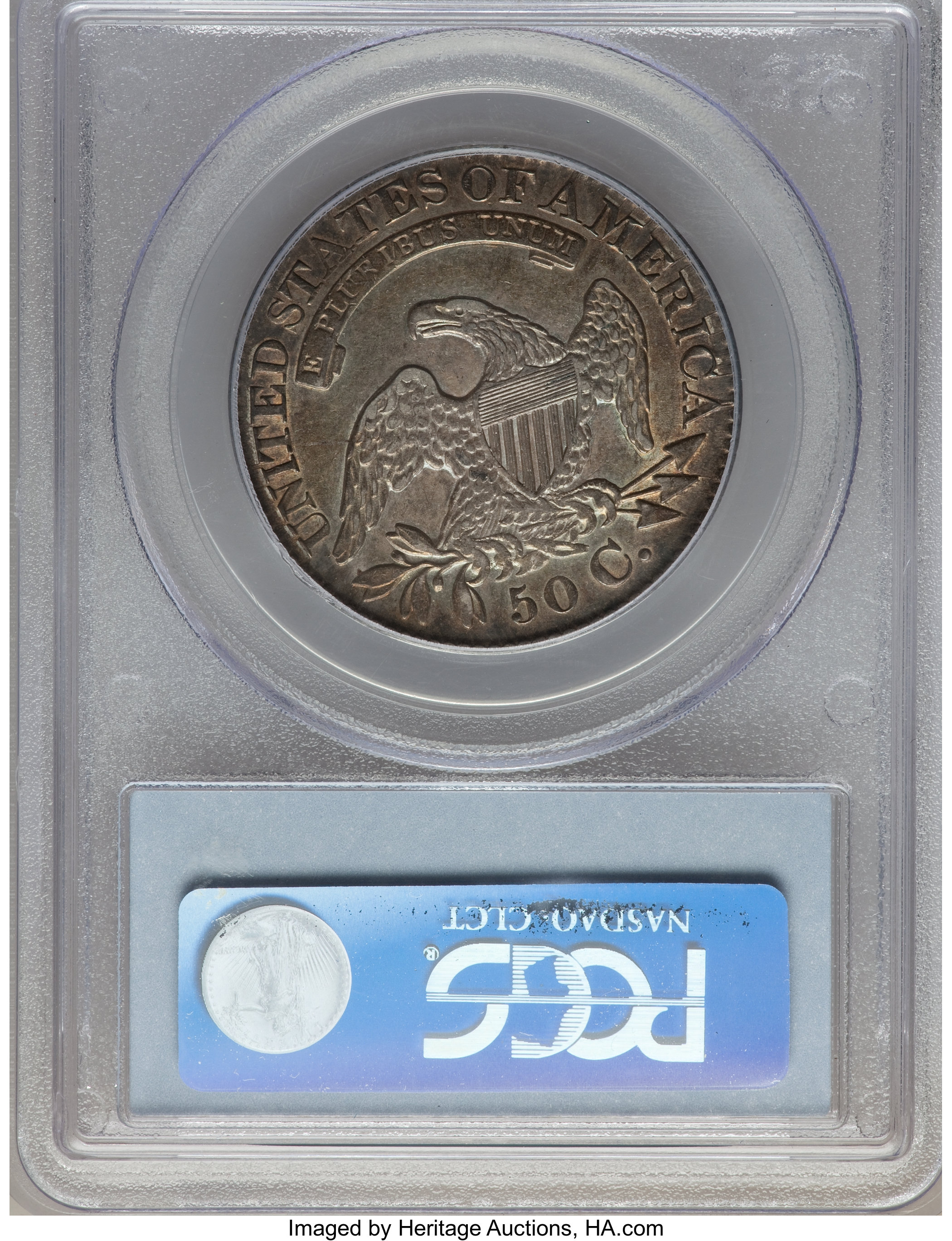 image for: 1828 50C Square Base 2, Small 8s, Large Letters, O-112, R.3, AU50 PCGS. PCGS Population (1/5). NGC Census: (1/7).  ...