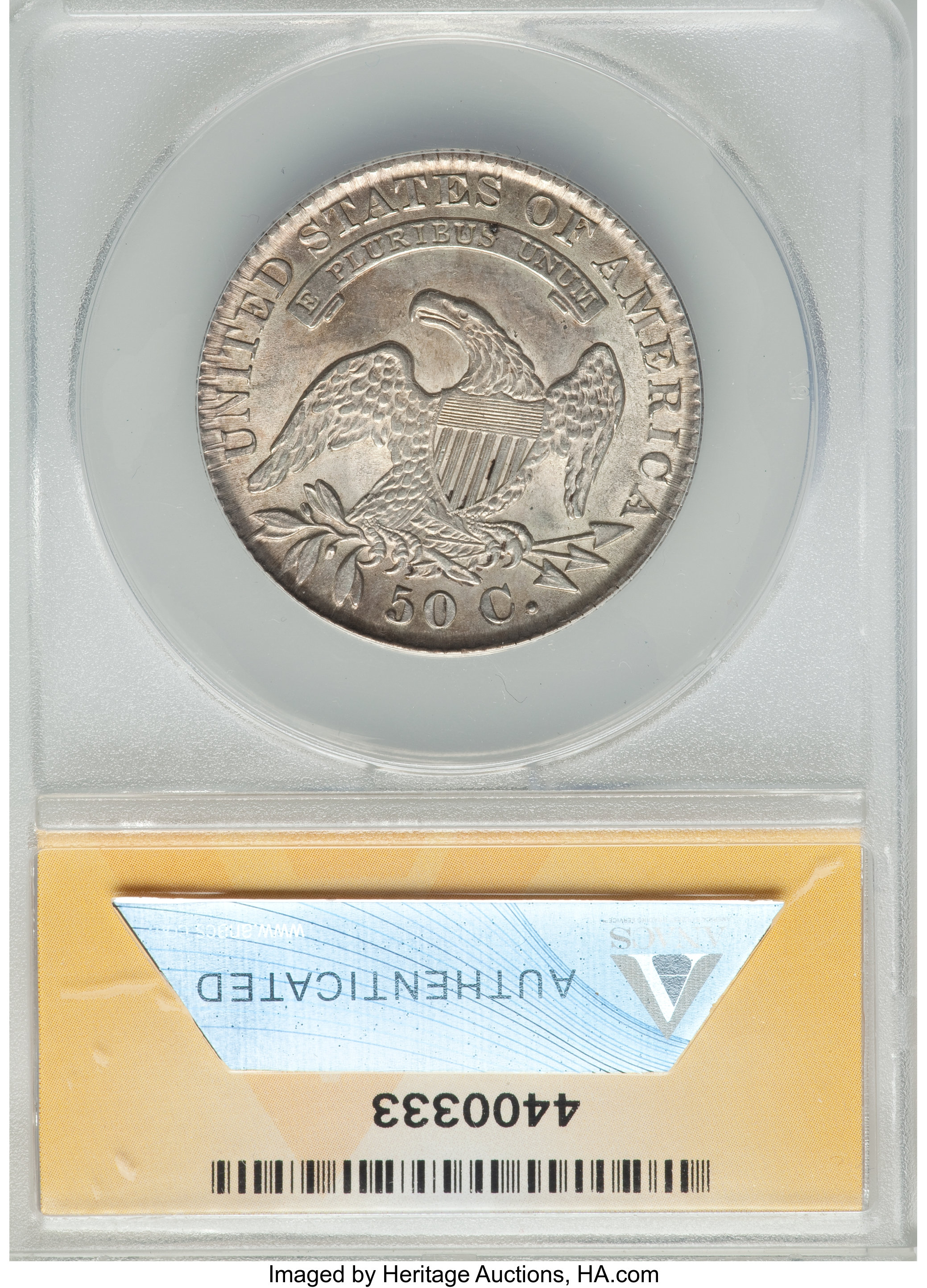 image for: 1830 50C Small 0, O-107a, R.2, -- Scratched -- ANACS. AU55 Details. NGC Census: (2/5). PCGS Population (0/3). Mintage: 4,76...