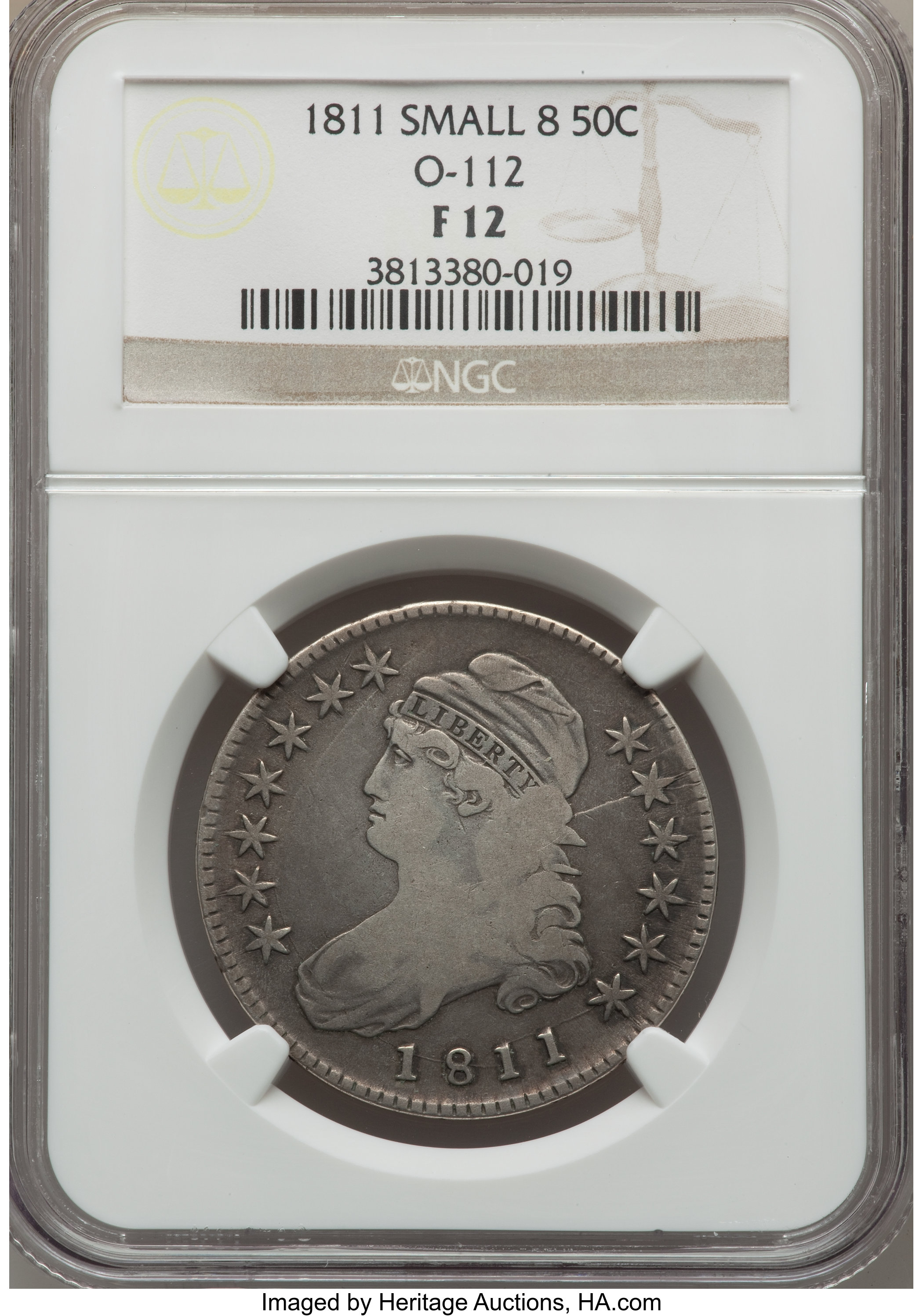image for: 1811 50C Small 8, O-112, Low R.4, Fine 12 NGC. NGC Census: (0/0). PCGS Population (0/10).  ...