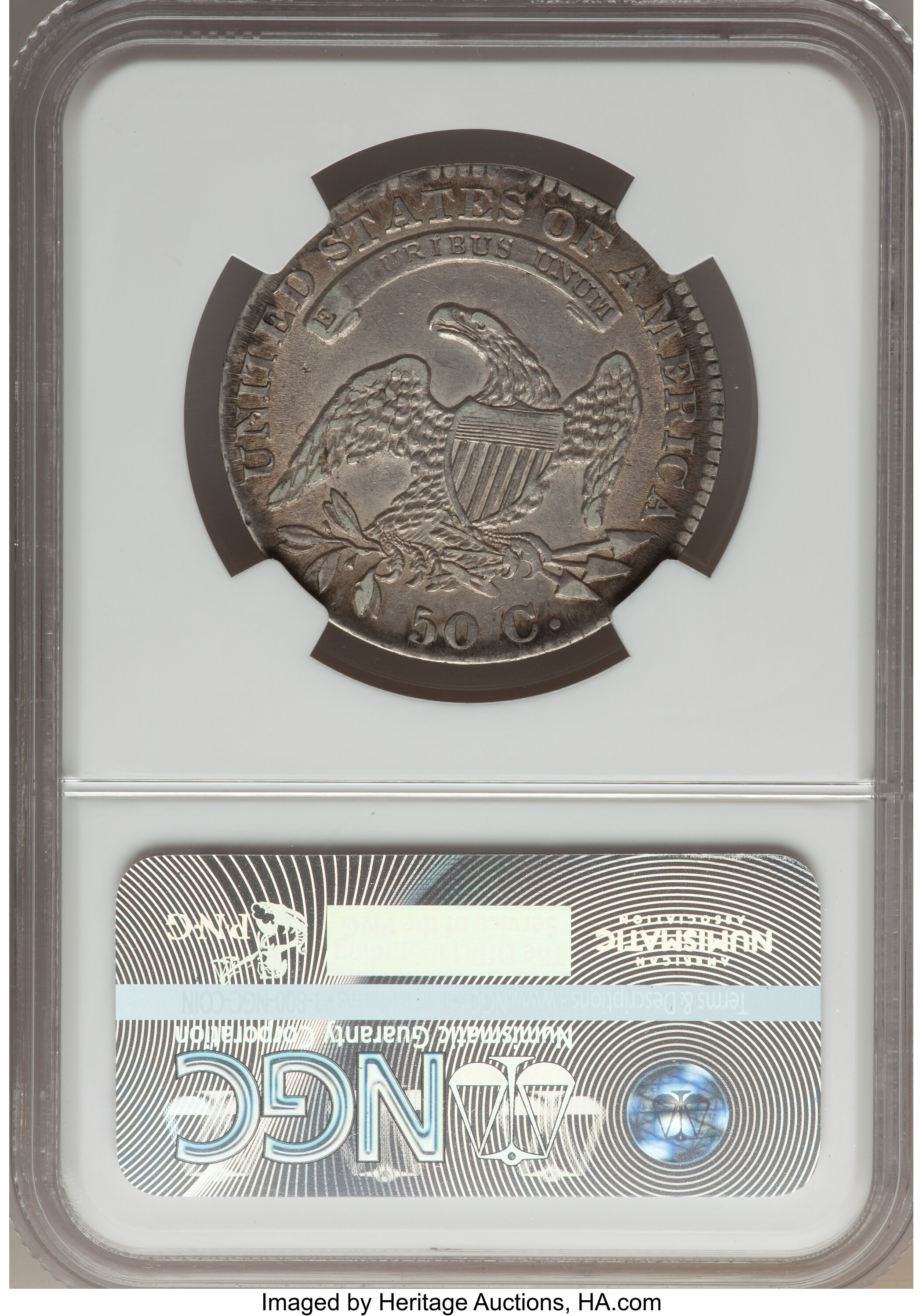 image for: 1832 50C Small Letters, O-116, R.3, XF45 NGC. NGC Census: (1/16). PCGS Population (0/8).  ...