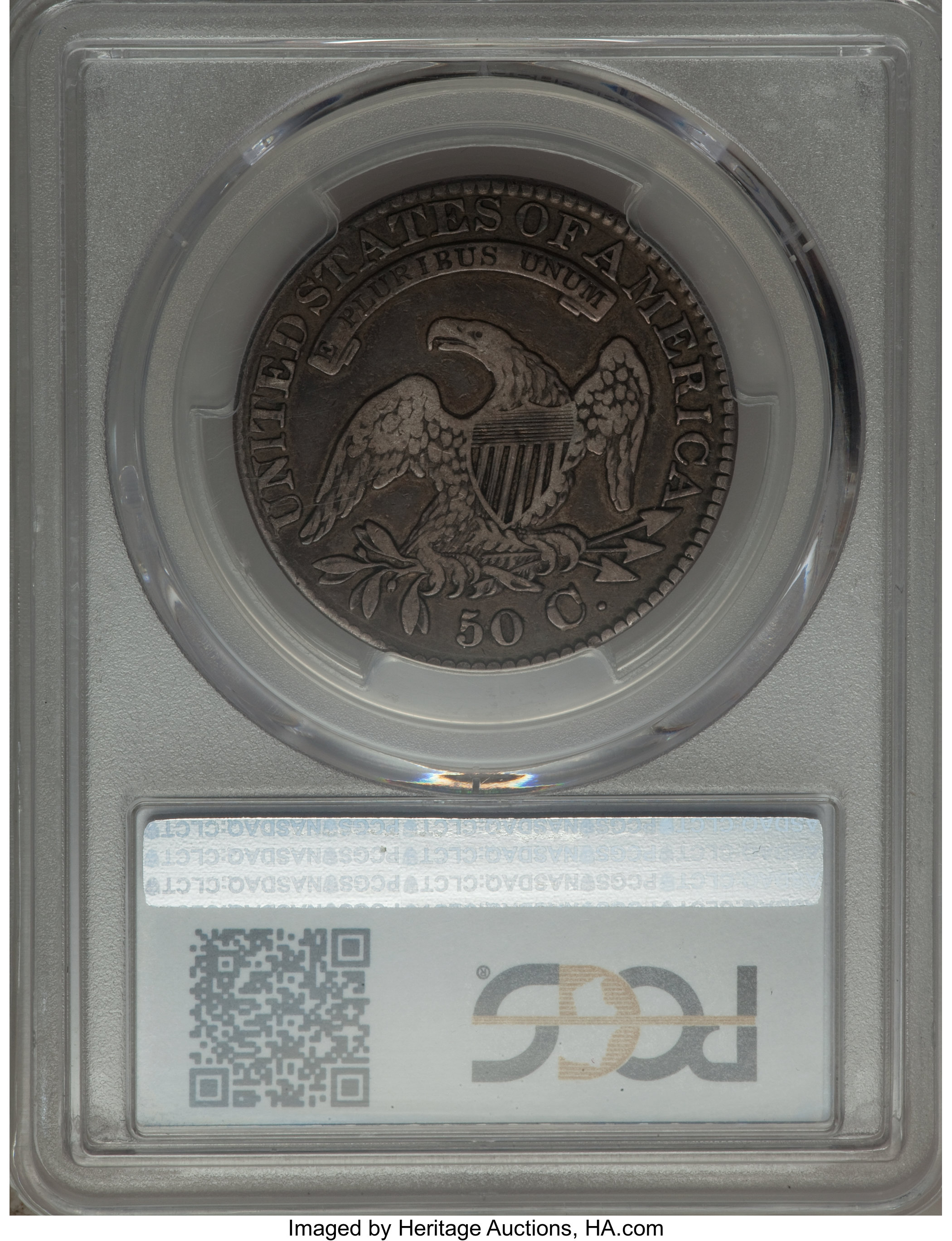 image for: 1828 50C Square Base 2, Large 8s, O-109, R.3, VF30 PCGS. PCGS Population (2/8). NGC Census: (0/0).  ...