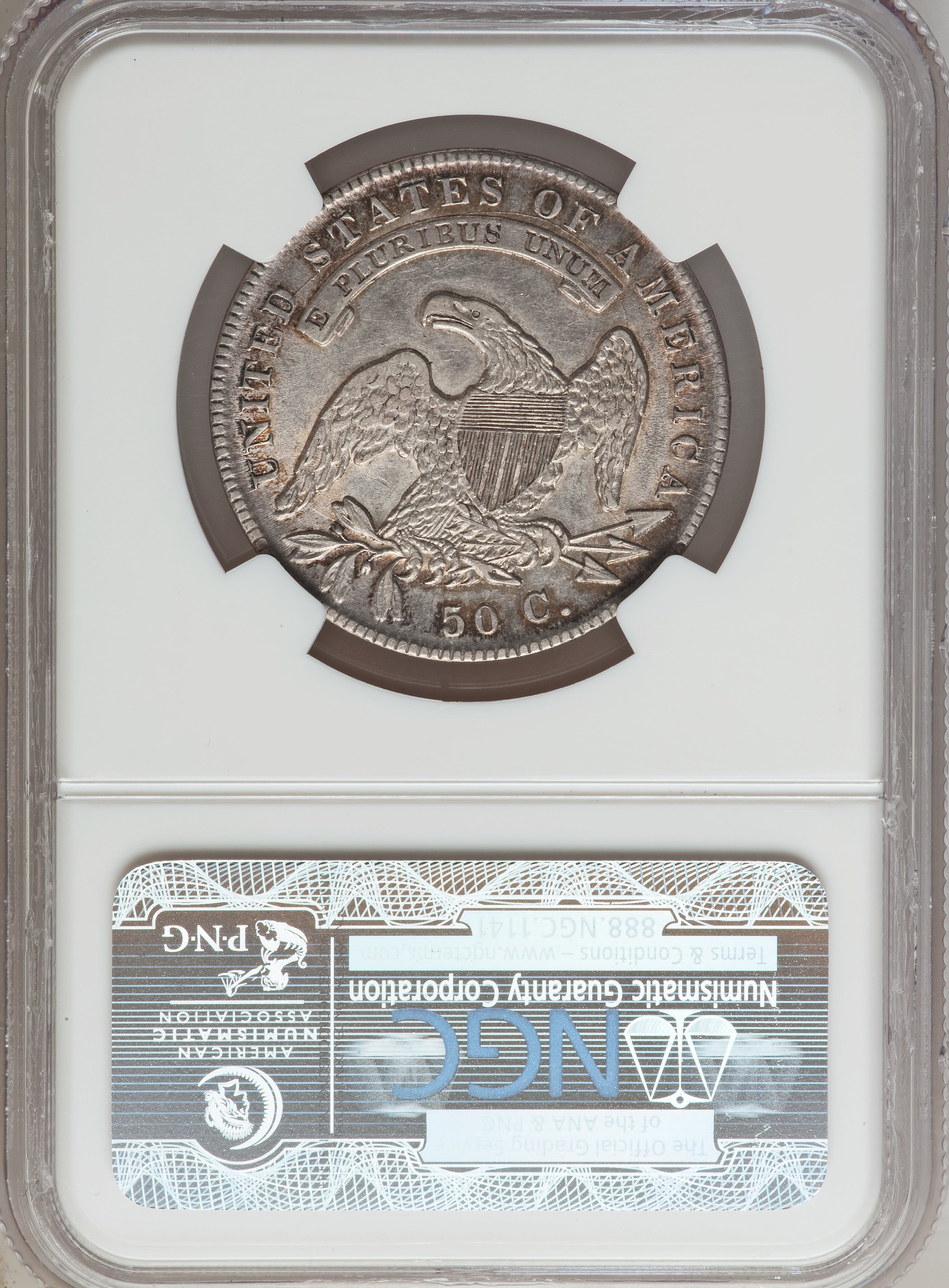 image for: 1836 50C Lettered Edge, O-104a, R.3, AU55 NGC. Ex: Skidaway Island Collection. NGC Census: (0/0). PCGS Population (0/0). Mi...