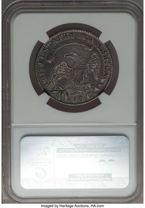 image for: 1827 50C Square Base 2, O-107, R.3, XF40 NGC. NGC Census: (3/12). PCGS Population: (4/7). CDN: $130 Whsle. Bid for problem-...