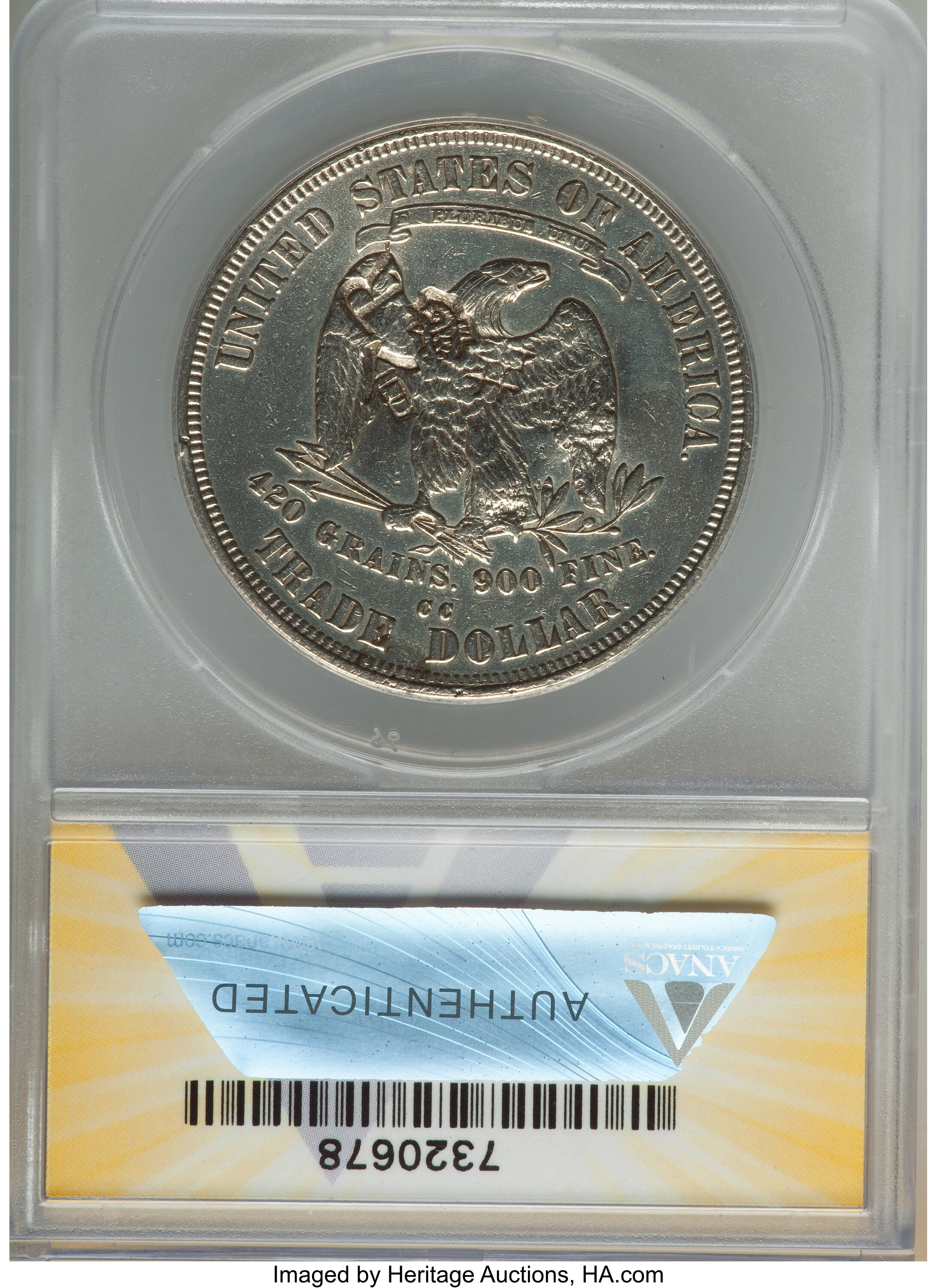 image for: 1876-CC T$1 Chop Mark -- Polished -- ANACS. AU50 Details....