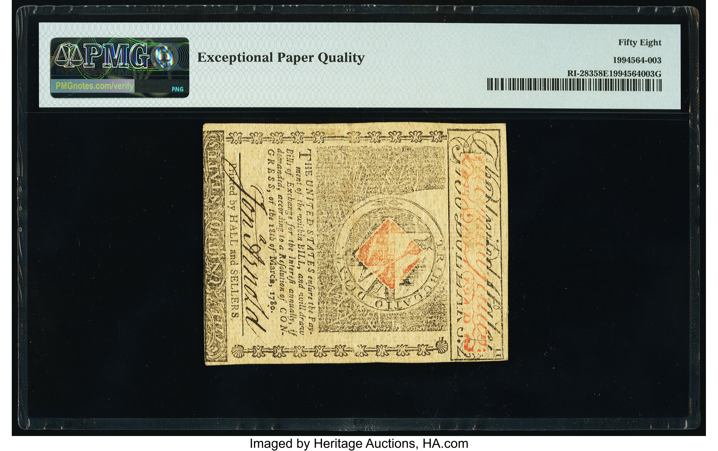 image for: Rhode Island July 2, 1780 $2 PMG Choice About Unc 58 EPQ....