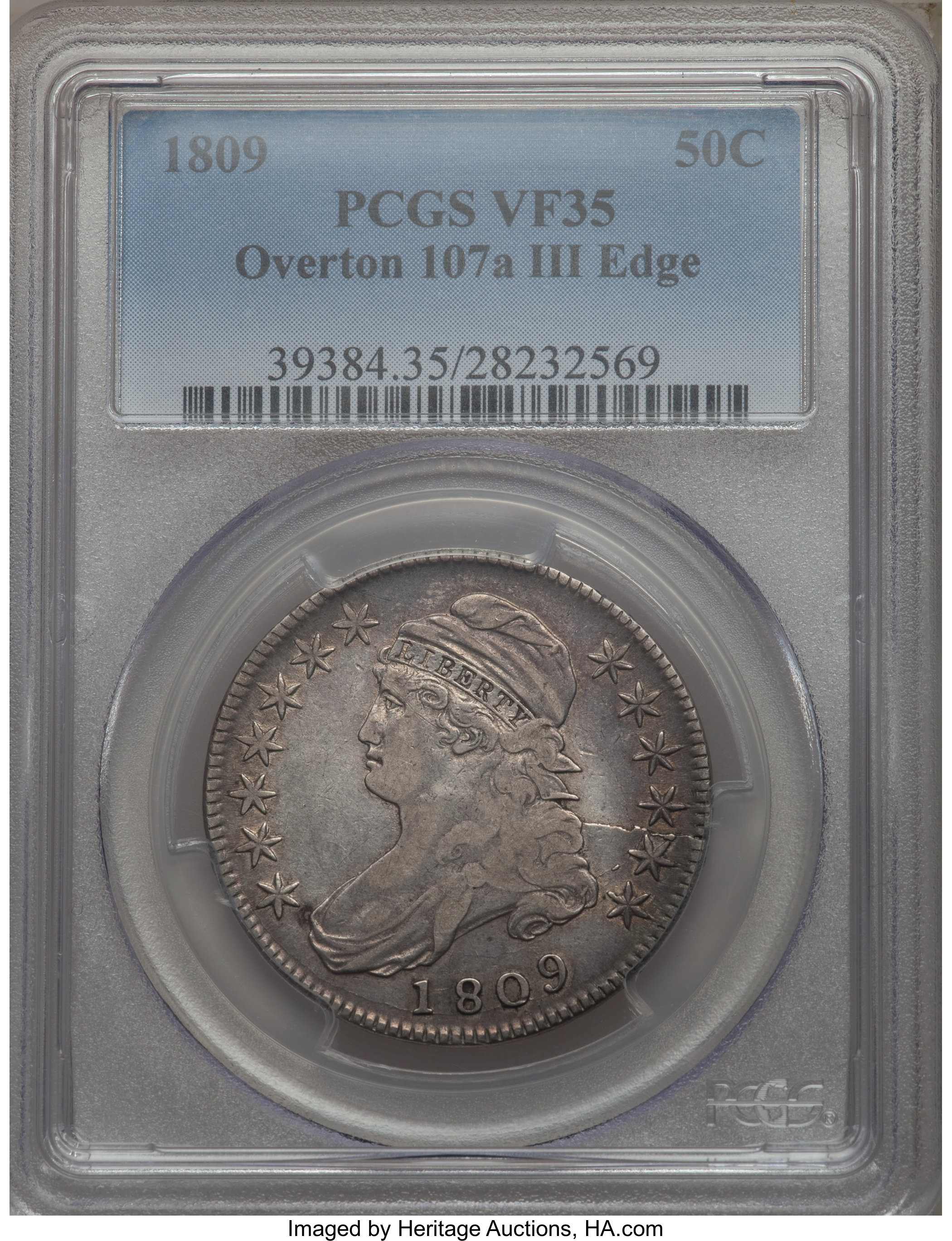 image for: 1809 50C III Edge, O-107a, R.4, VF35 PCGS. PCGS Population: (3/8). NGC Census: (2/4).  Mintage 1,405,810. ...