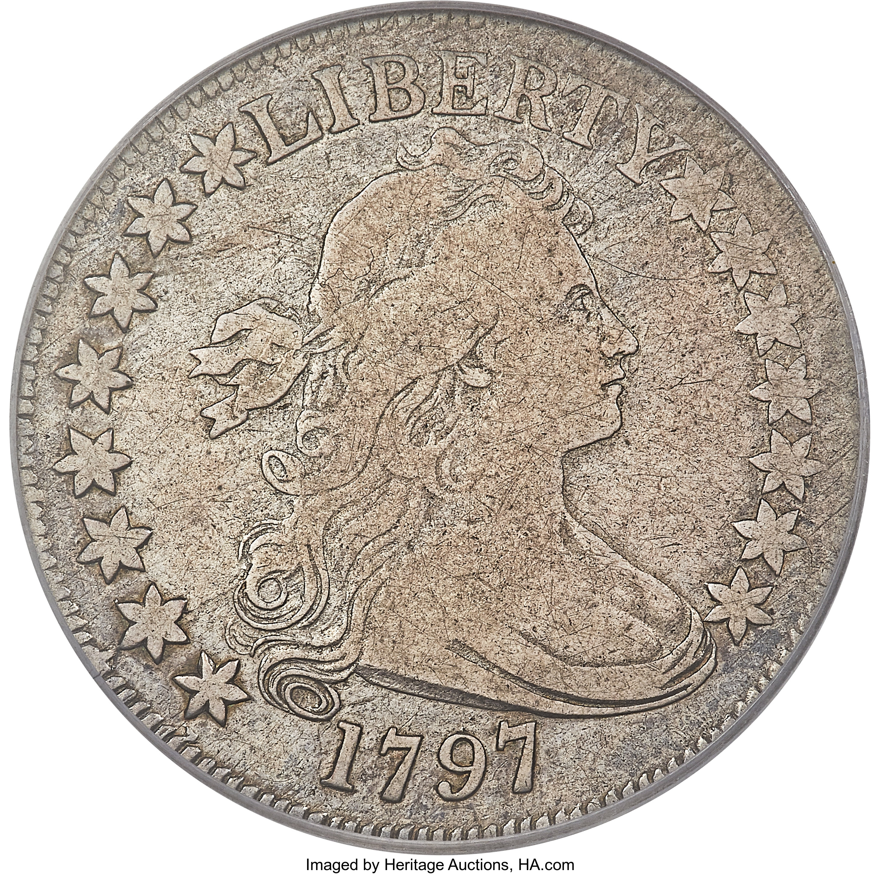 image for: 1797 50C O-102, T-2, Low R.6, Fine 15 PCGS. Amato-513....
