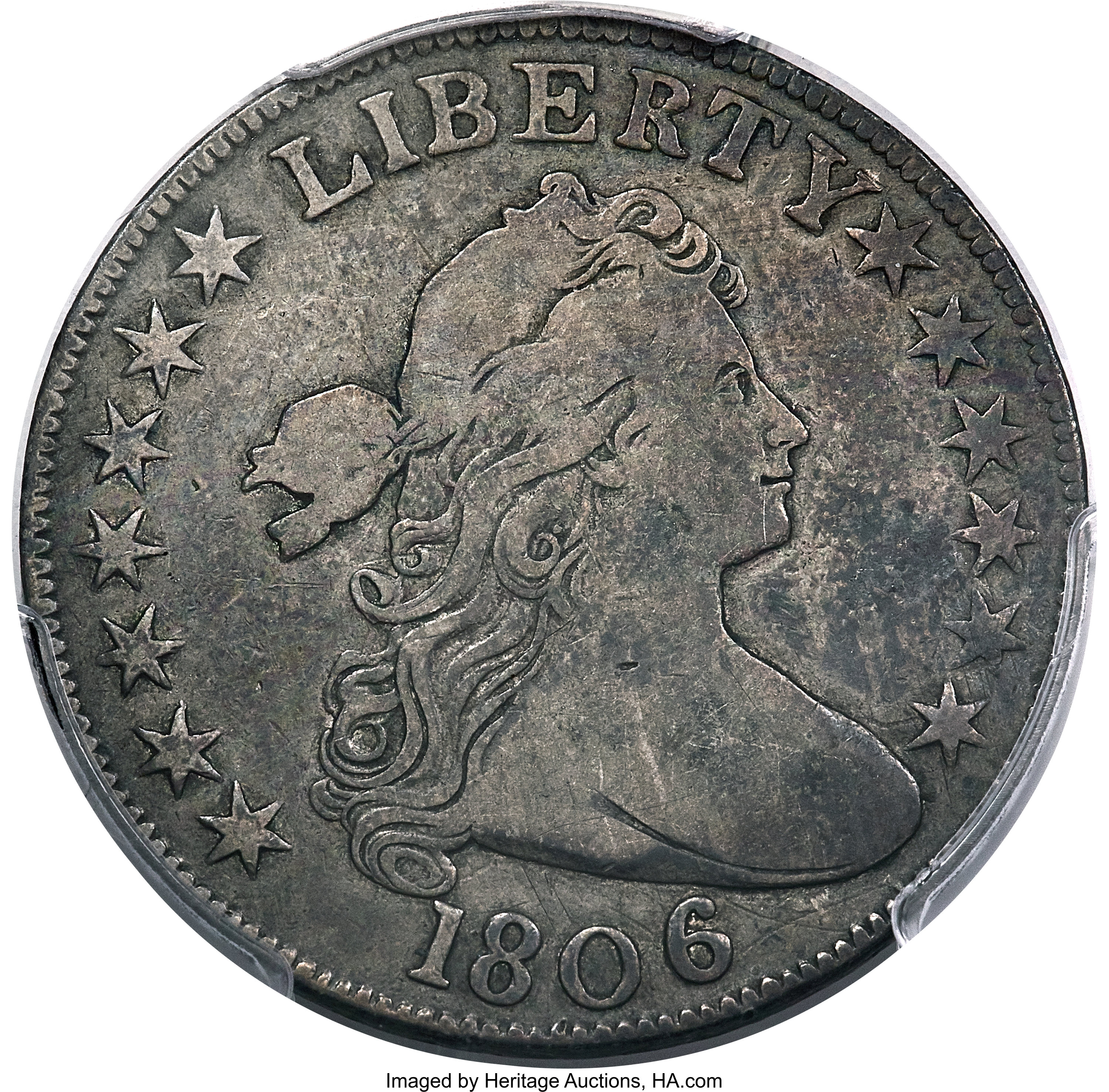 image for: 1806 50C Knob 6, No Stem, O-108, T-2, R.7, Fine 12 PCGS....