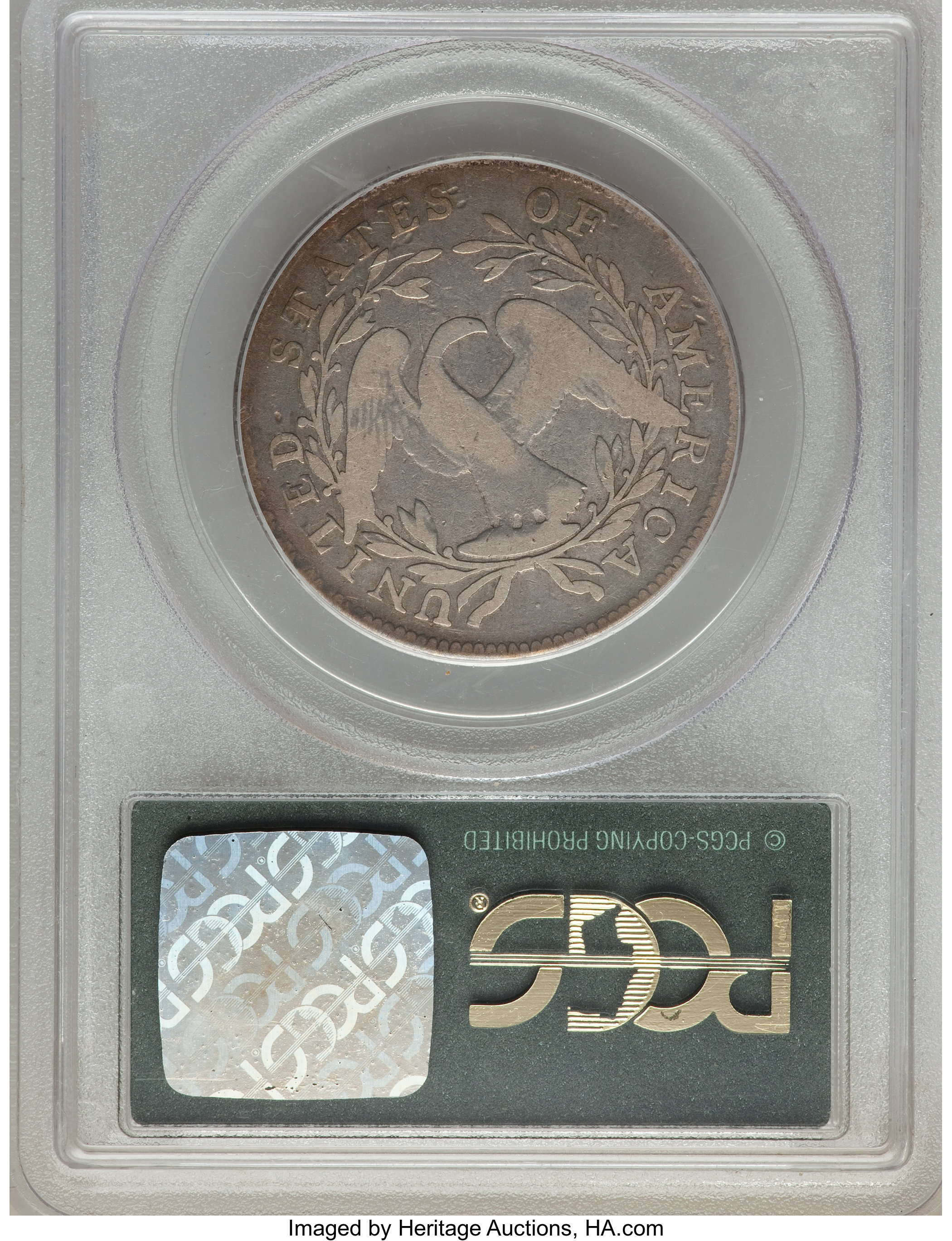 image for: 1795 50C 2 Leaves, Small Head, O-128, T-18, High R.5, VG8 PCGS....