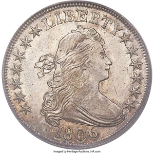 image for: 1806 50C Pointed 6, Stem, O-123, T-23, Low R.5, AU50 PCGS....