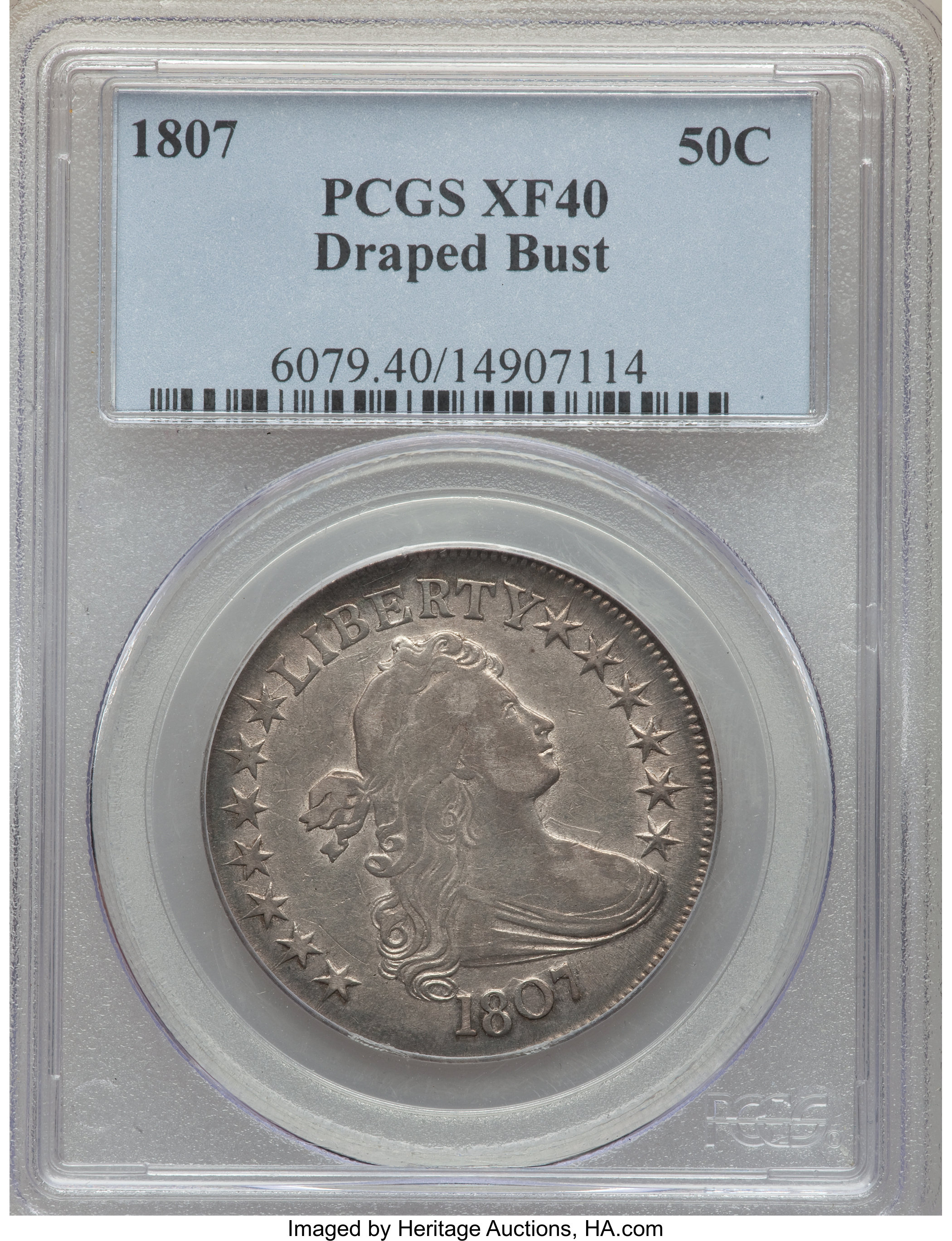 image for: 1807 50C Draped Bust, O-103, T-11, R.3, XF40 PCGS....