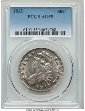 image for: 1813 50C O-105, R.1, AU55 PCGS....