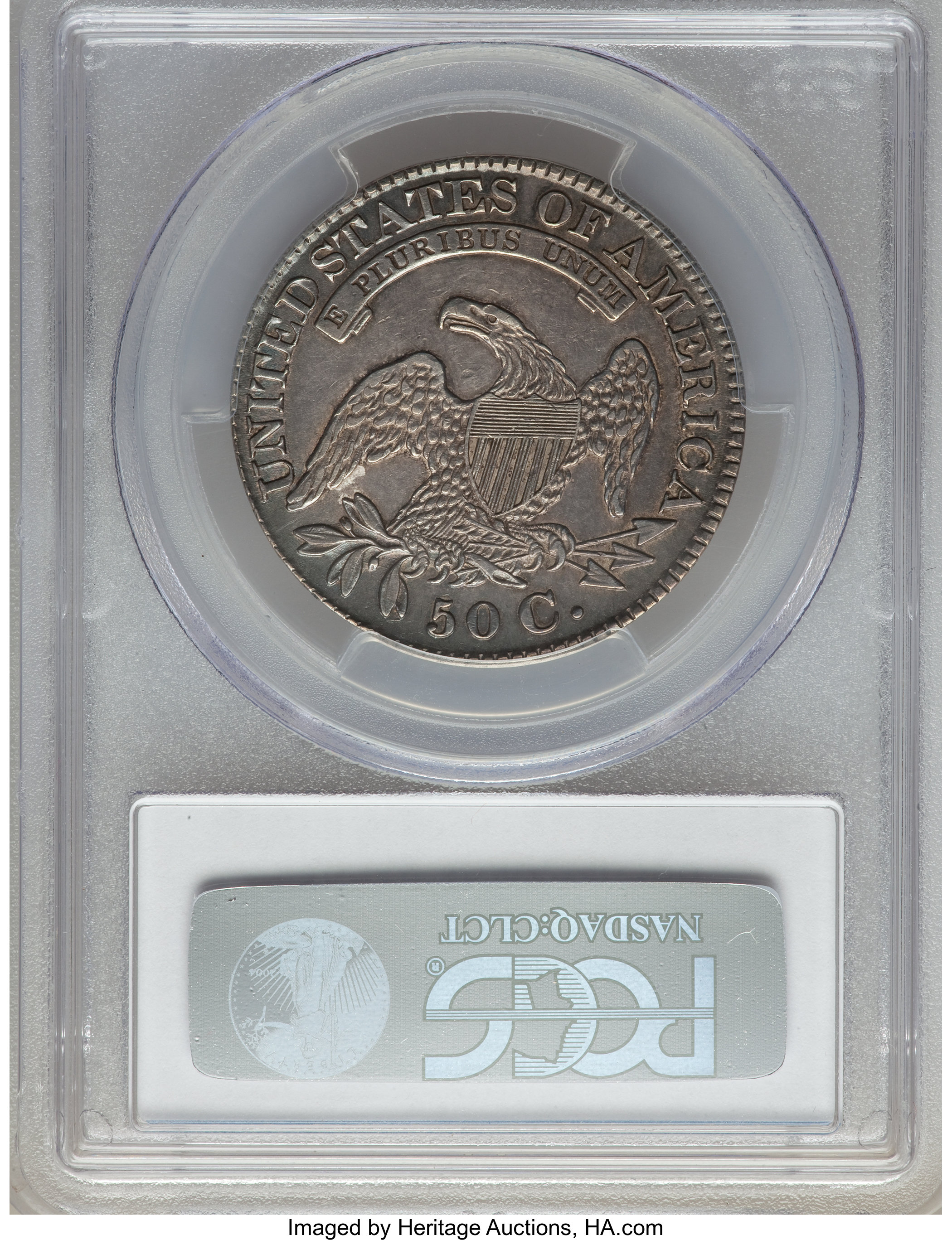 image for: 1828 50C Curl Base 2, No Knob, O-105, R.5, XF40 PCGS....