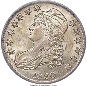 image for: 1830 50C Small 0, O-103, R.1, MS64 PCGS....
