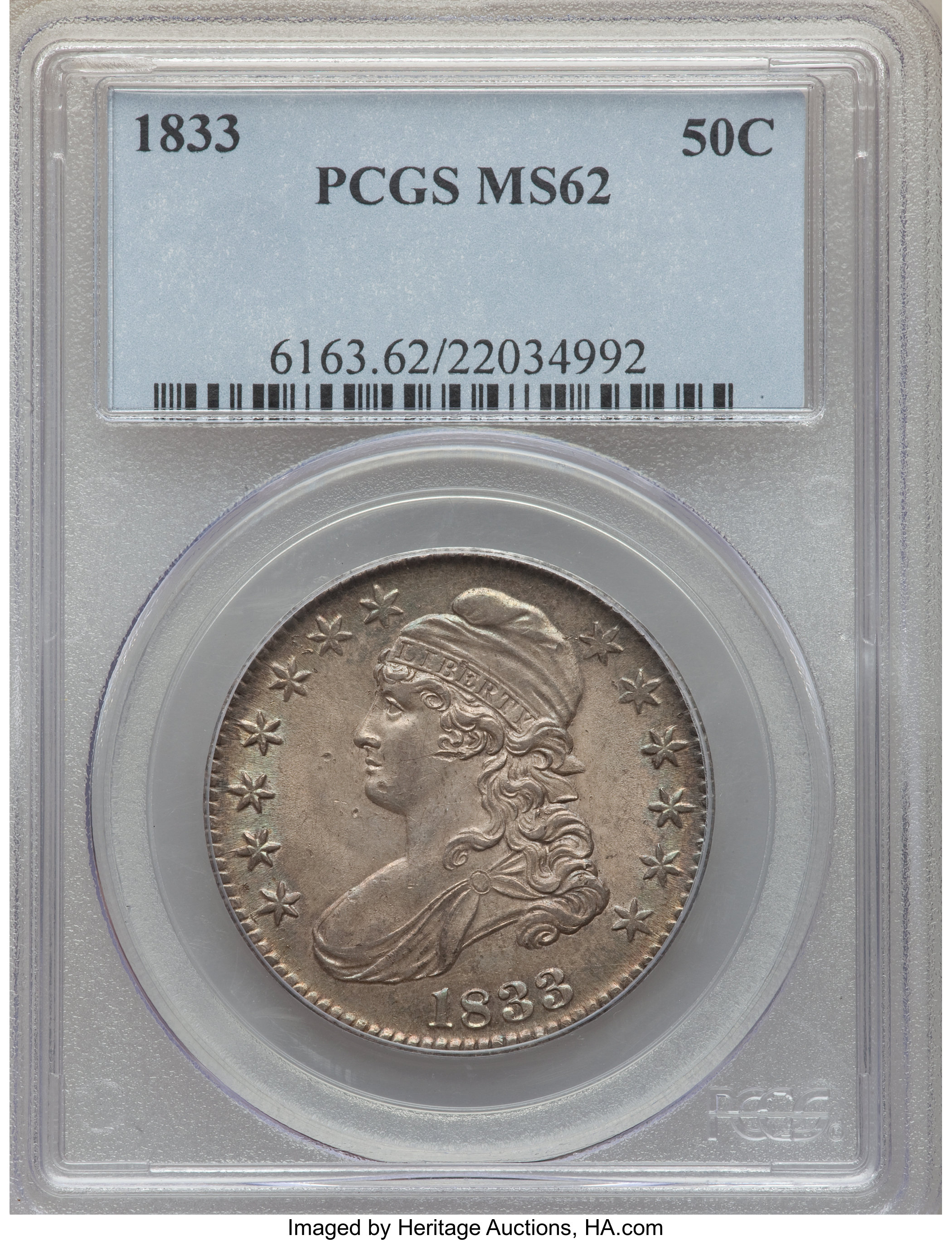 image for: 1833 50C O-113, R.2, MS62 PCGS....