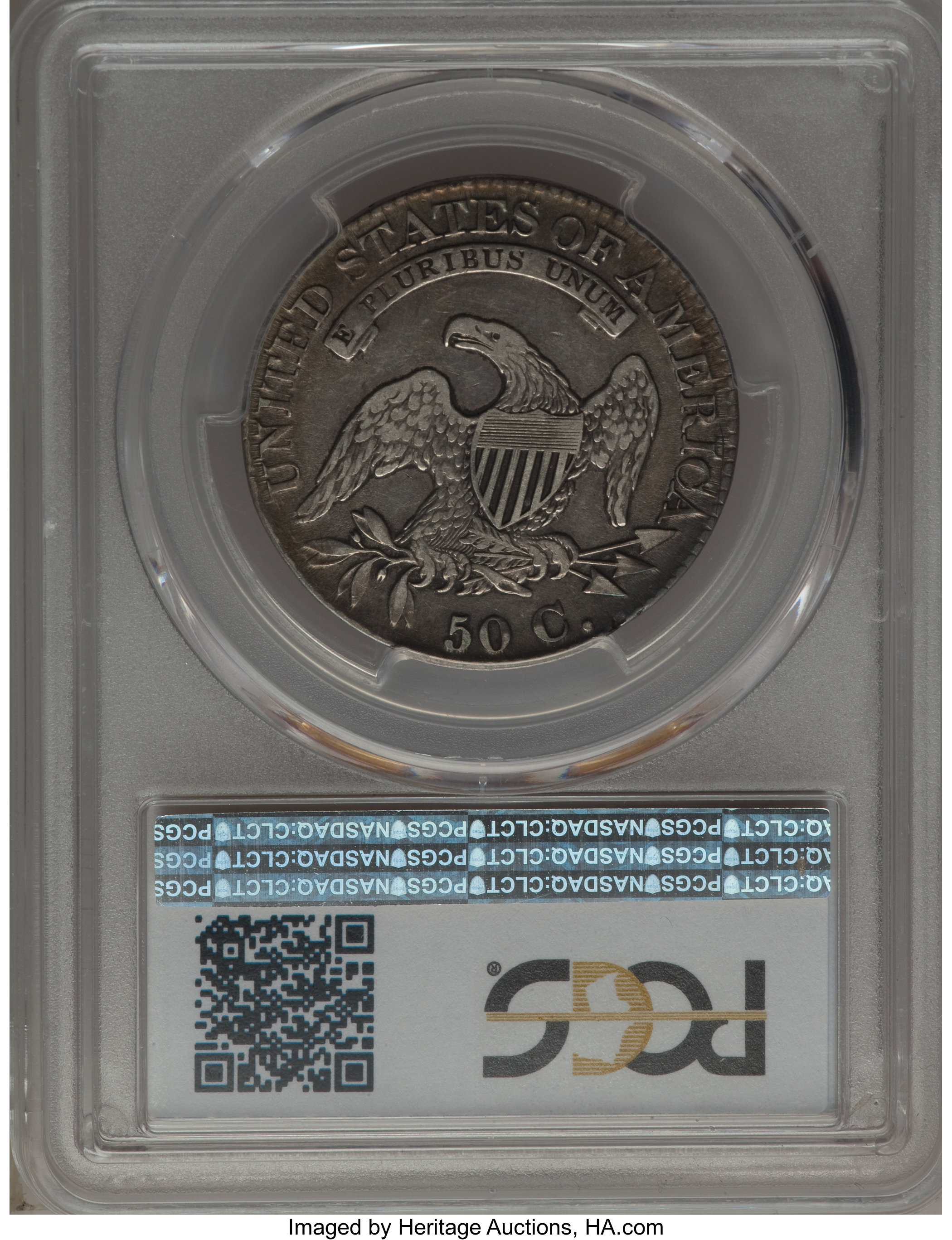 image for: 1825 50C O-110, R.2, XF40 PCGS. PCGS Population: (2/17). NGC Census: (2/22). XF40. Mintage 2,900,000. ...