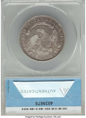 image for: 1821 50C O-104a, R.2, -- Cleaned -- ANACS. VF20 Details. NGC Census: (0/16). PCGS Population: (0/10). VF20. Mintage 1,305,7...