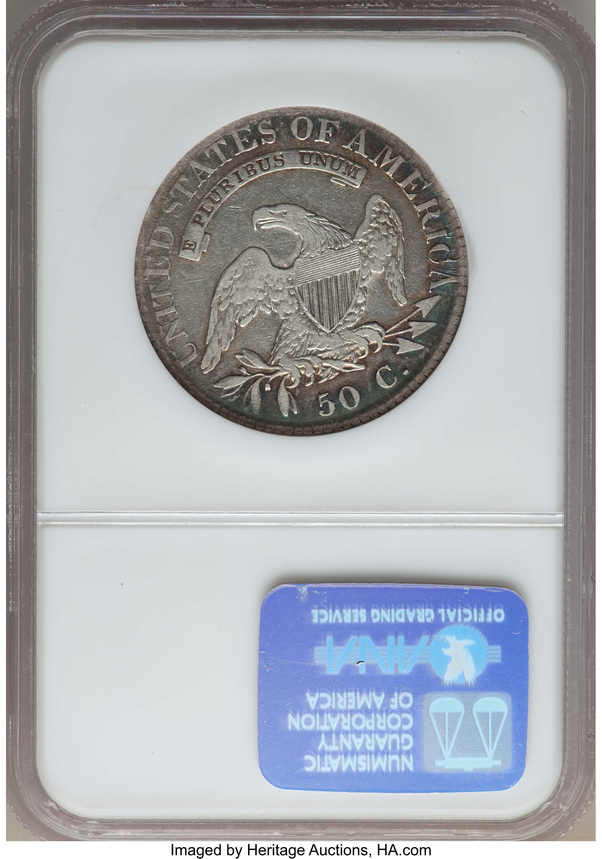 image for: 1822 50C O-106a, R.3, Fine 15 NGC. NGC Census: (1/10). PCGS Population: (1/13).  Mintage 1,559,573. ...