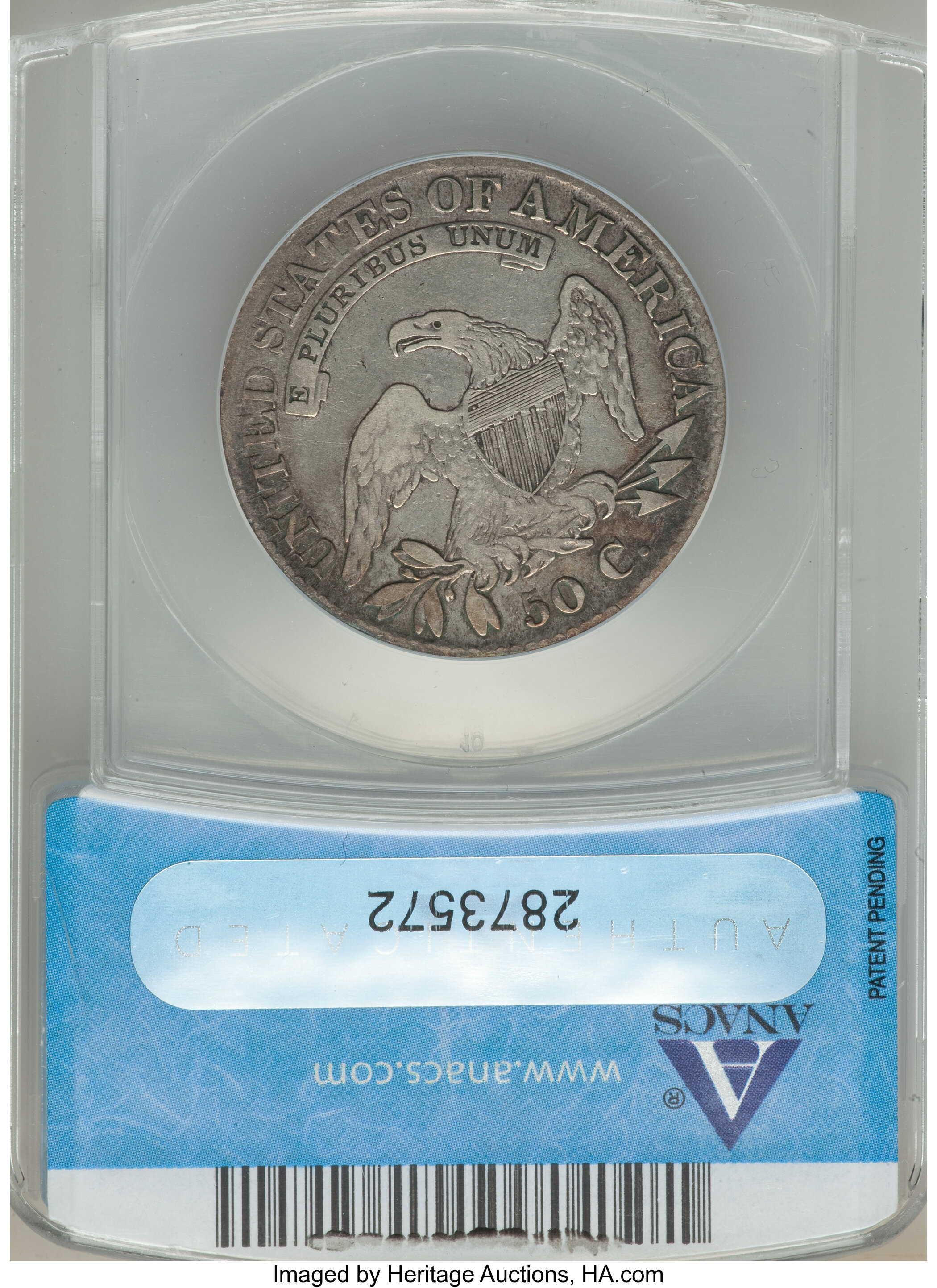 image for: 1823 50C O-105, R.1, Fine 15 ANACS. NGC Census: (1/37). PCGS Population: (0/29).  ...