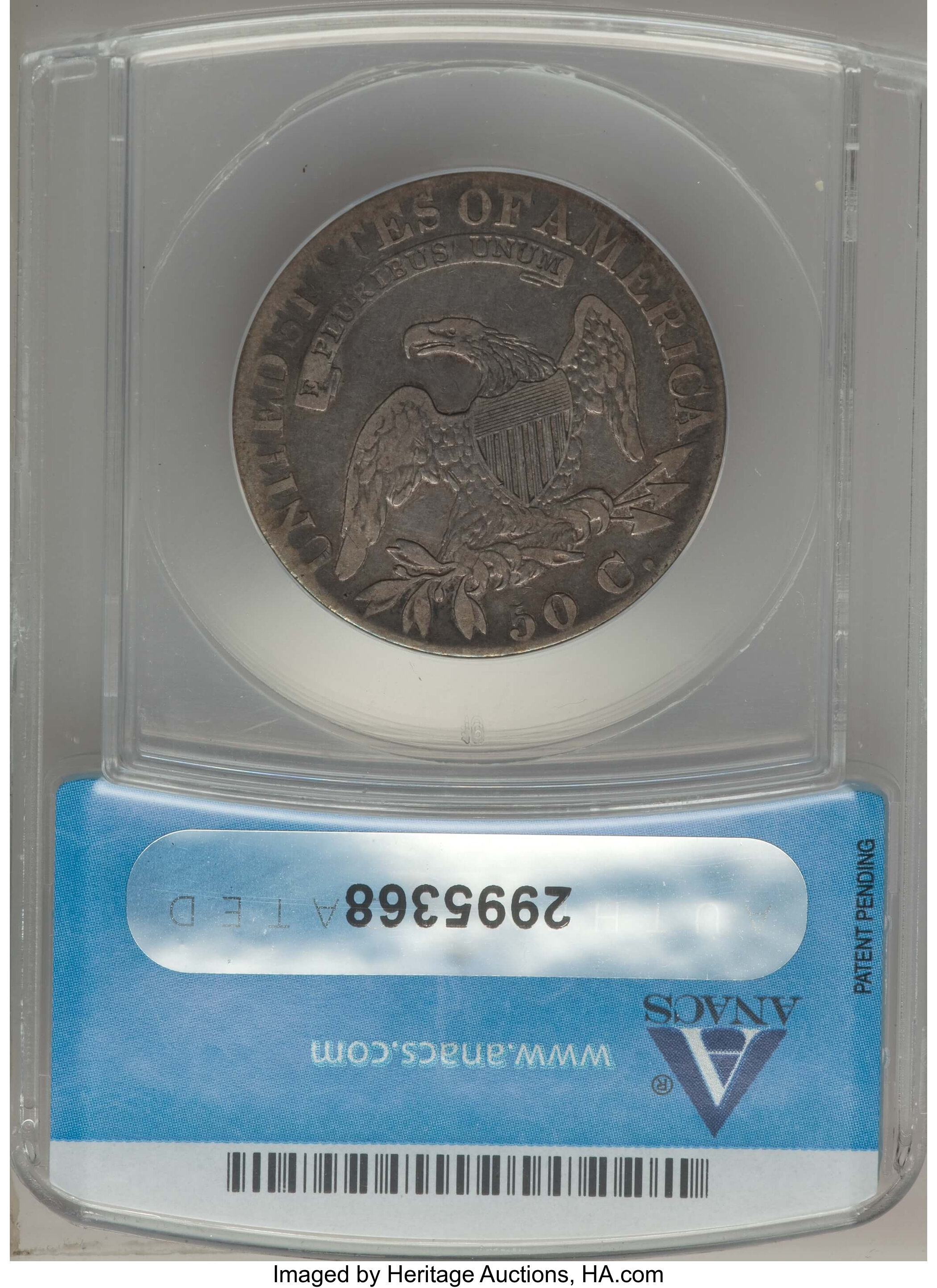 image for: 1824 50C O-111, R.2, Fine 12 ANACS. NGC Census: (2/44). PCGS Population: (0/25). Fine 12. Mintage 3,504,954. ...