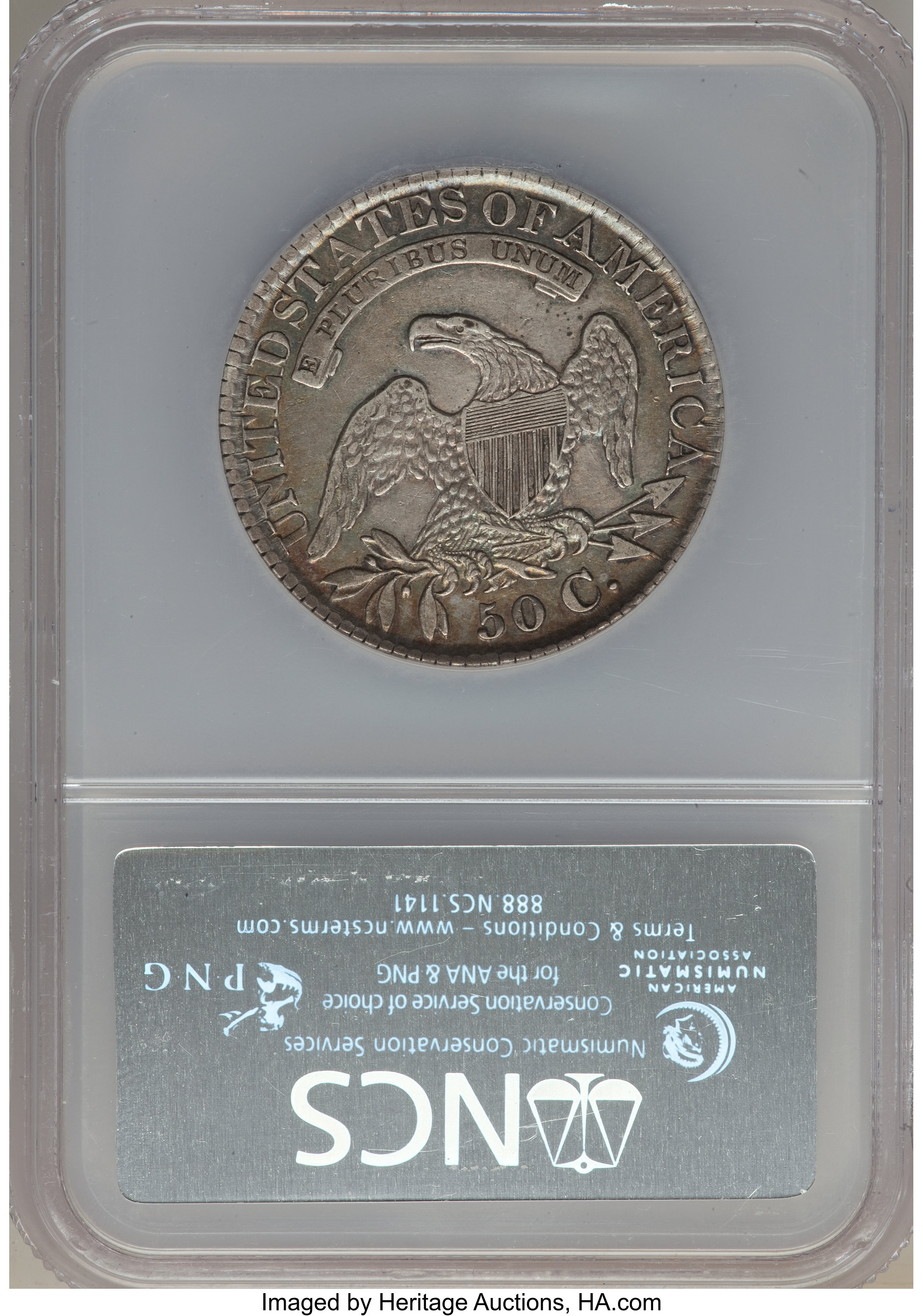 image for: 1828 50C Curl Base 2, No Knob, O-104, R.3, -- Improperly Cleaned -- NCS. XF Details. NGC Census: (0/11). PCGS Populatio...