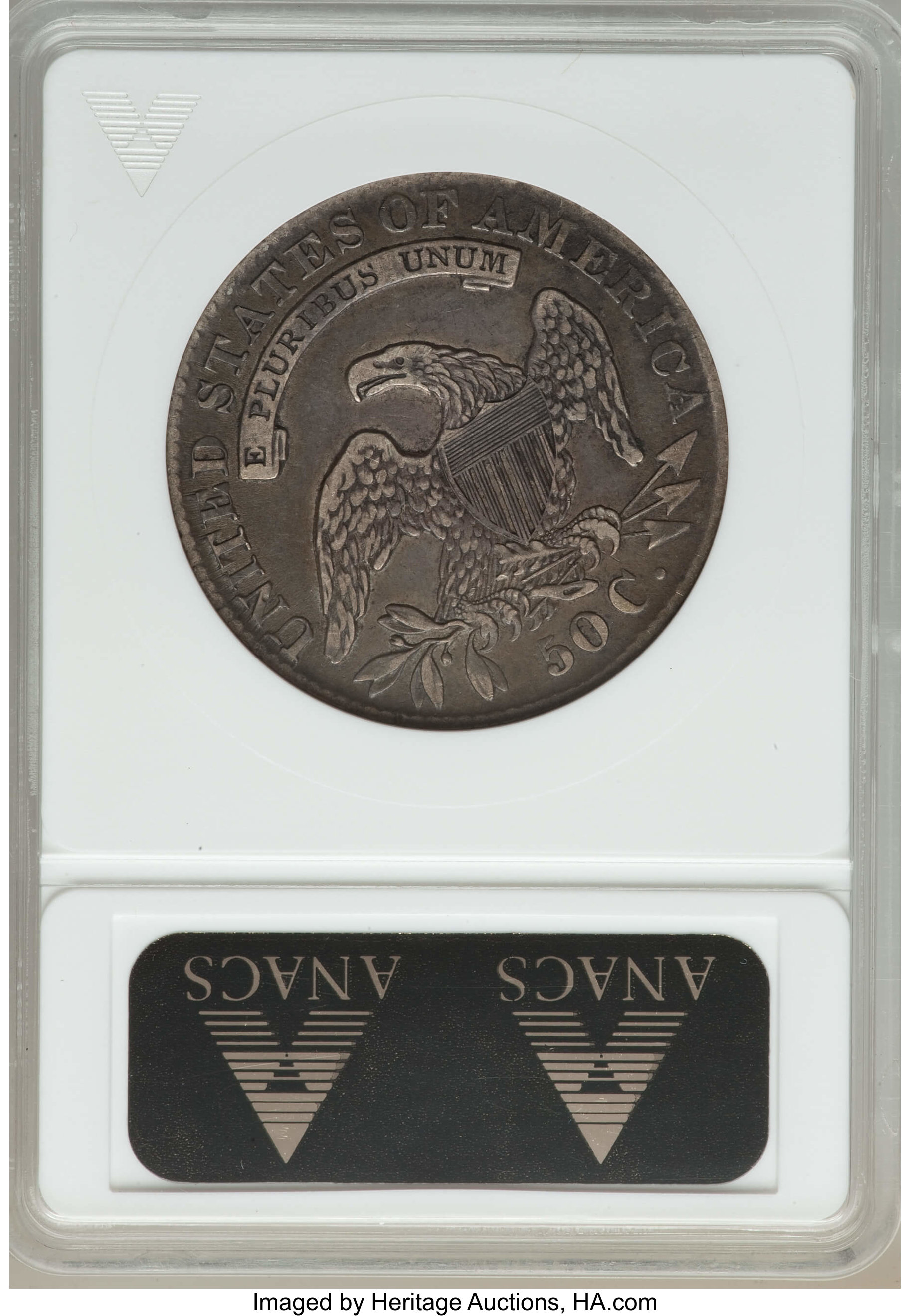 image for: 1831 50C O-116, R.3, XF40 ANACS. NGC Census: (2/9). PCGS Population: (0/10). XF40. Mintage 5,873,660. ...