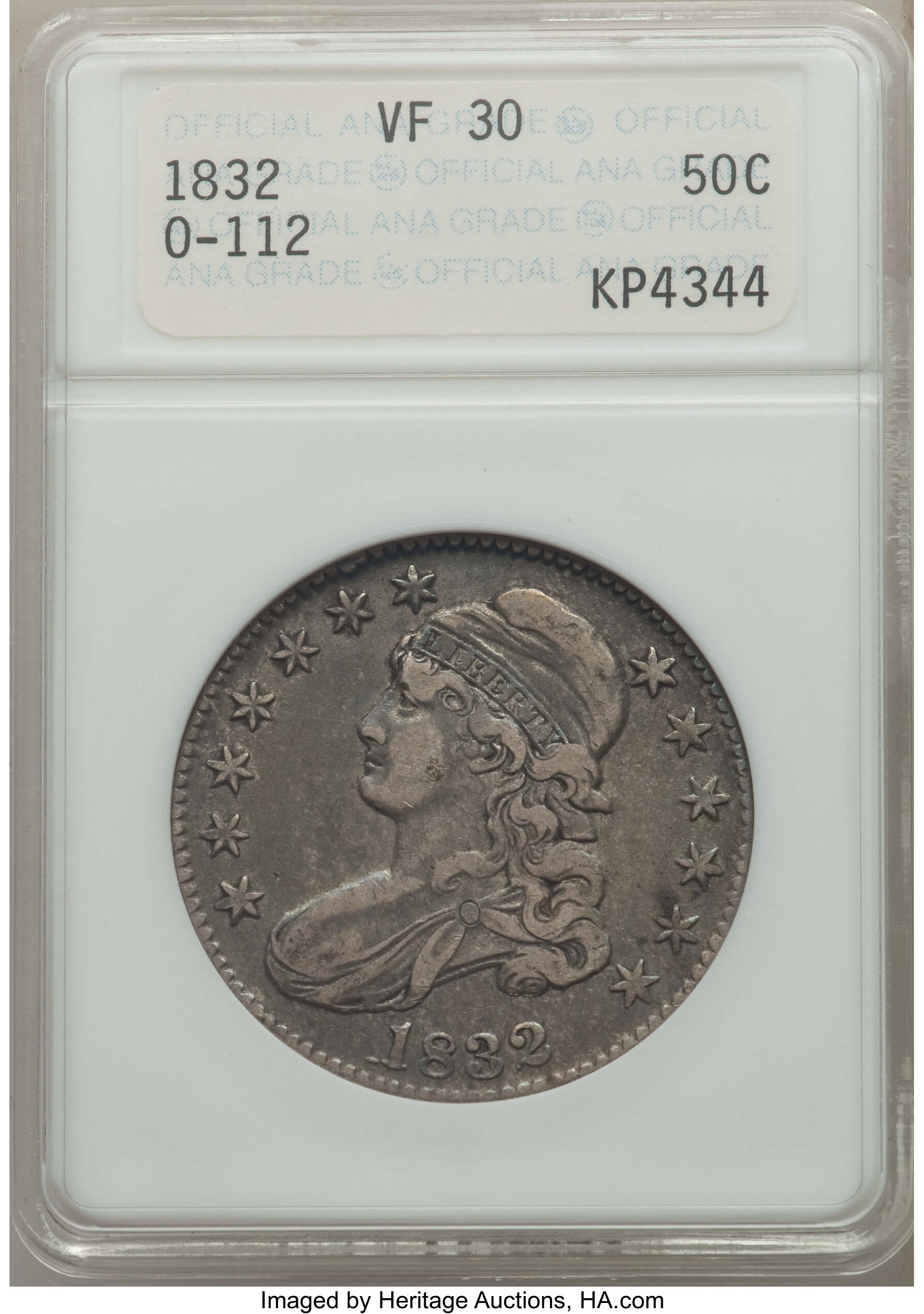 image for: 1832 50C Small Letters, O-112, R.2, VF30 ANACS. NGC Census: (0/19). PCGS Population: (2/19).  ...