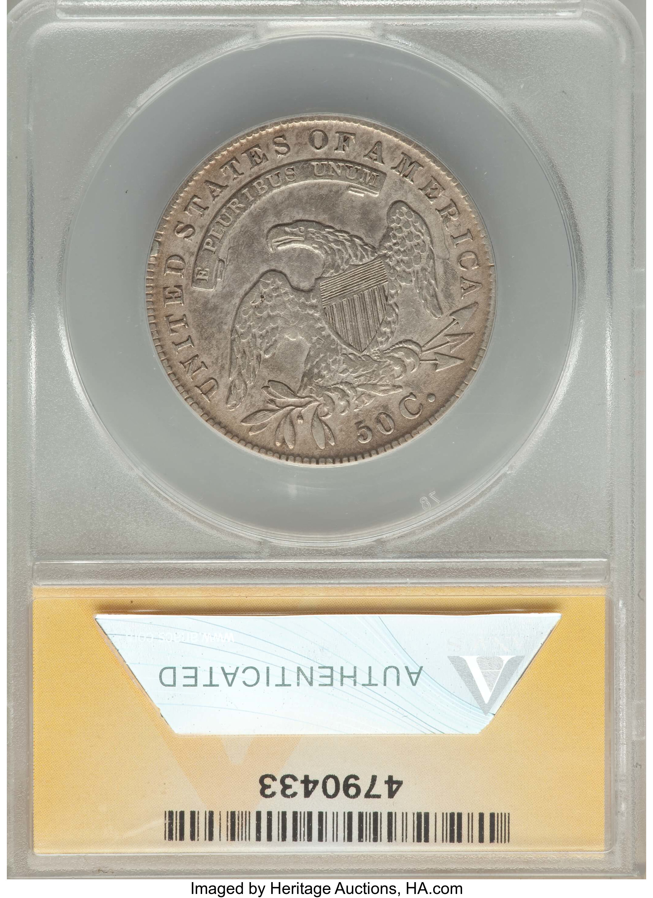 image for: 1835 50C O-108, R.3, -- Corroded -- ANACS. XF45 Details. NGC Census: (5/19). PCGS Population: (3/11). XF45. Mintage 5,352,0...