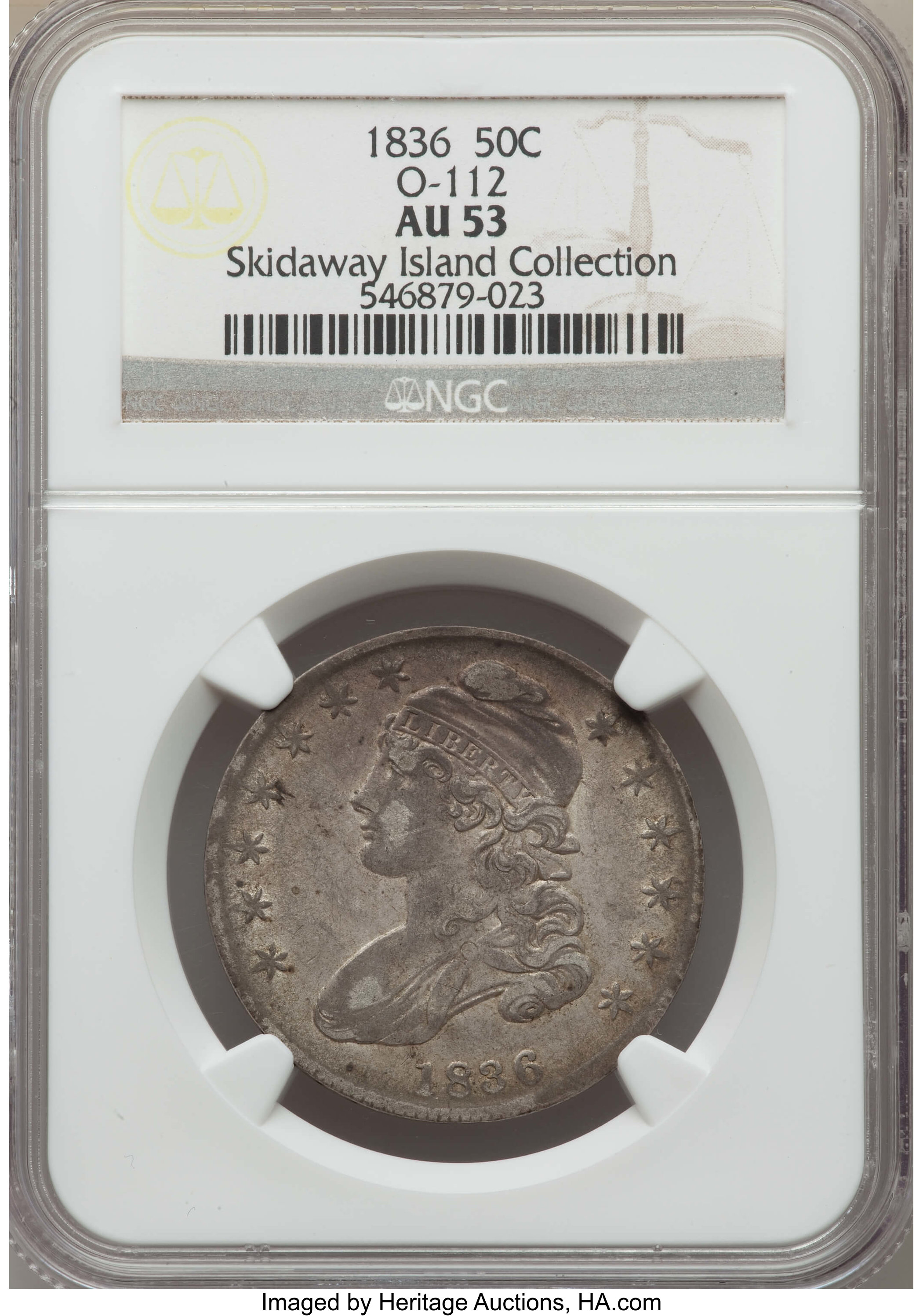 image for: 1836 50C Lettered Edge, O-112, R.1, AU53 NGC. Ex: Skidaway Island Collection. NGC Census: (5/6). PCGS Population: (3/8). AU...