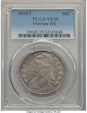 image for: 1824/1 50C O-101, R.2, VF35 PCGS. PCGS Population: (1/14). NGC Census: (0/18). ...