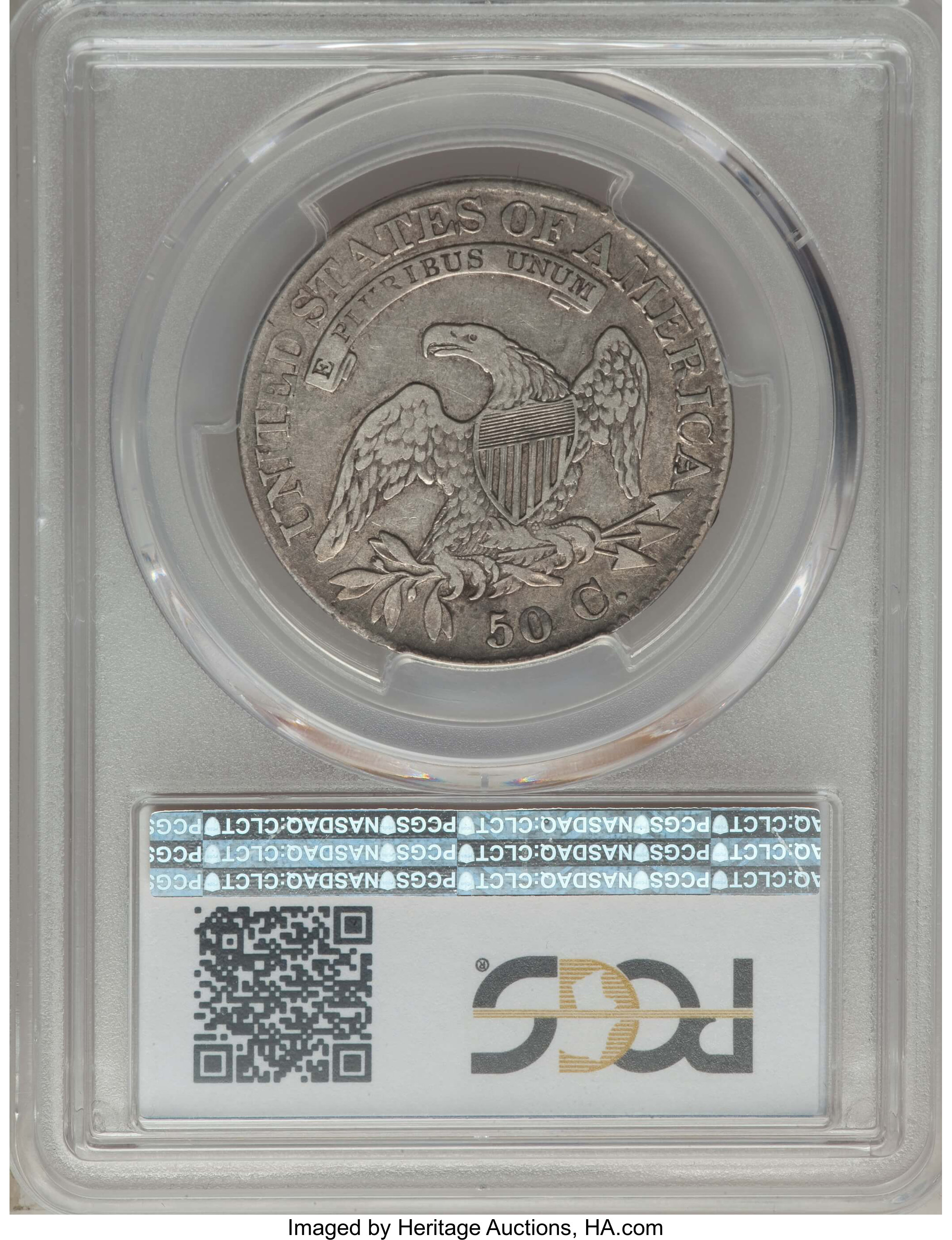 image for: 1825 50C O-106a, R.3, XF40 PCGS. PCGS Population: (2/6). NGC Census: (0/8). XF40. Mintage 2,900,000. ...