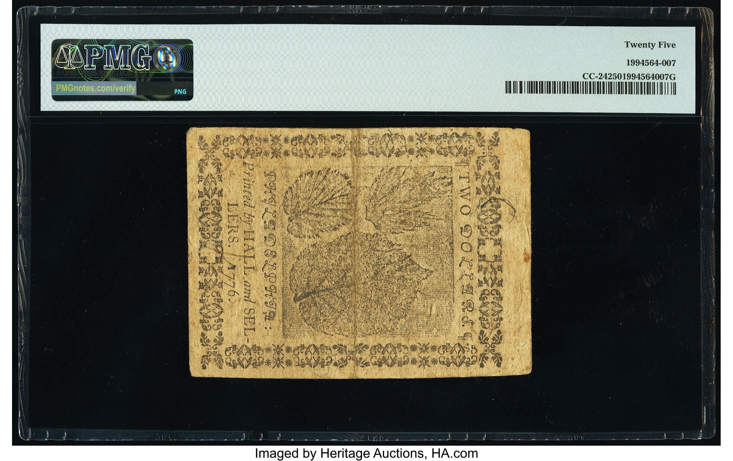 image for: Continental Currency February 17, 1776 $2 PMG Very Fine 25....