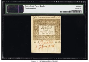 image for: Connecticut June 19, 1776 1s 3d PMG Choice Uncirculated 64 EPQ....