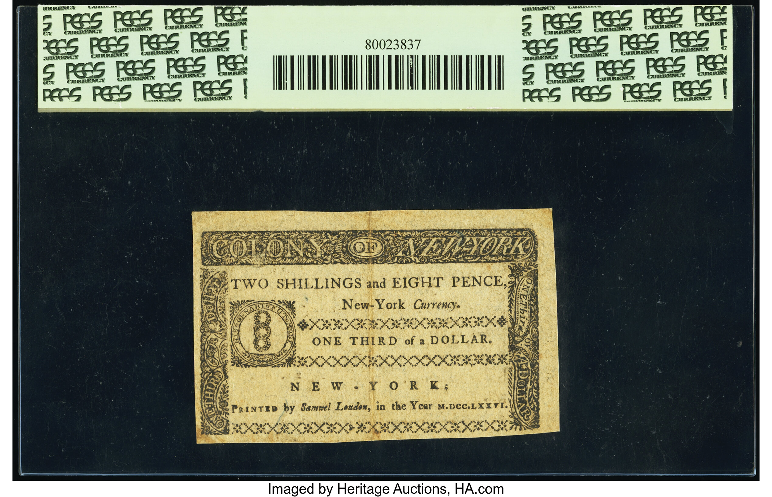 image for: New York March 5, 1776 $1/3 PCGS Extremely Fine 40....