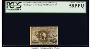 image for: Fr. 1320 50¢ Second Issue PCGS Choice About New 58PPQ....