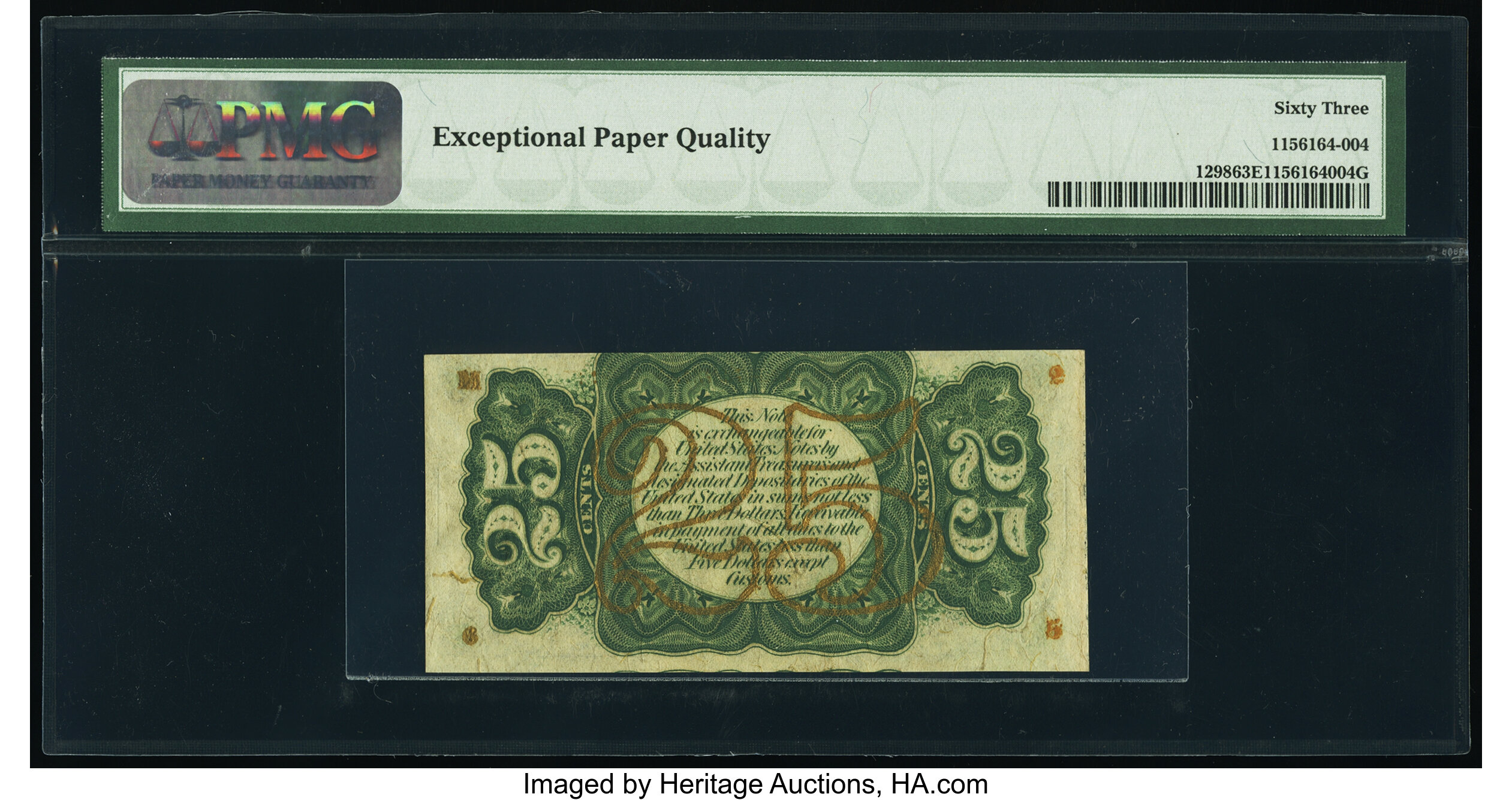 image for: Fr. 1298 25¢ Third Issue PMG Choice Uncirculated 63 EPQ....