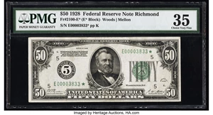 image for: Fr. 2100-E* $50 1928 Federal Reserve Star Note. PMG Choice Very Fine 35....