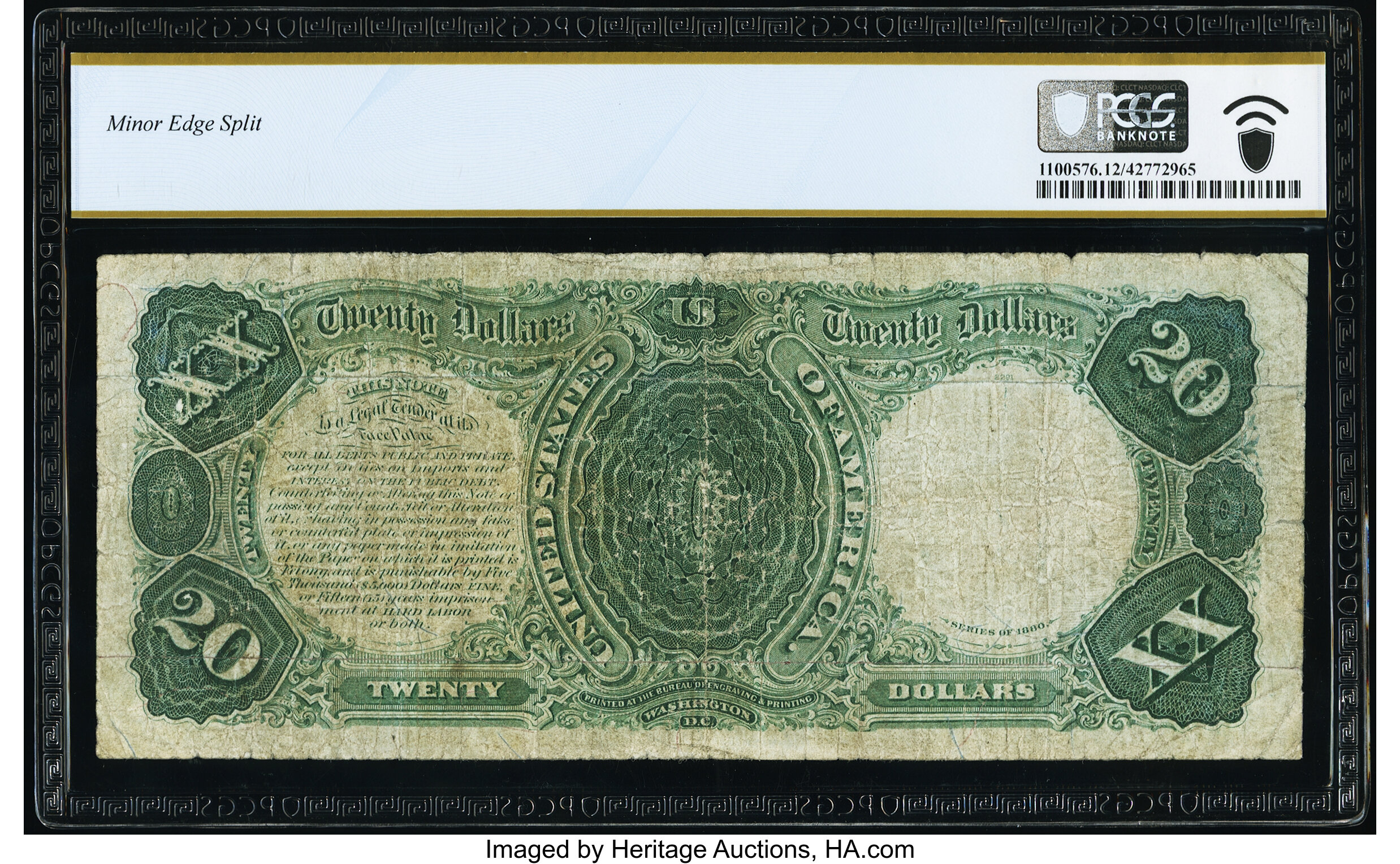 image for: Fr. 136 $20 1880 Legal Tender PCGS Banknote Fine 12....