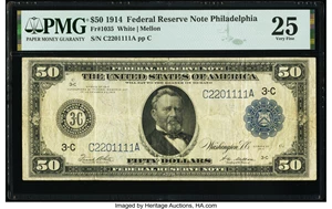 image for: Fr. 1035 $50 1914 Federal Reserve Note PMG Very Fine 25....