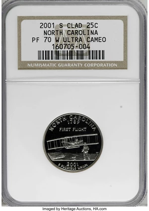 image for: 2001-S 25C North Carolina Clad PR70 Deep Cameo NGC. NGC Census: (0/0). PCGS Population (60/0). Numismedia Wsl. Price for N...