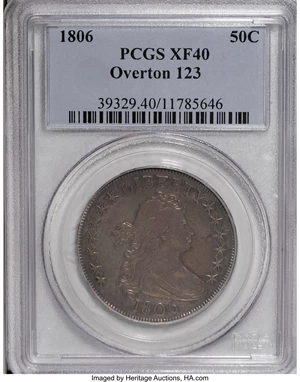 image for: 1806 50C Pointed 6, Stem XF40 PCGS....